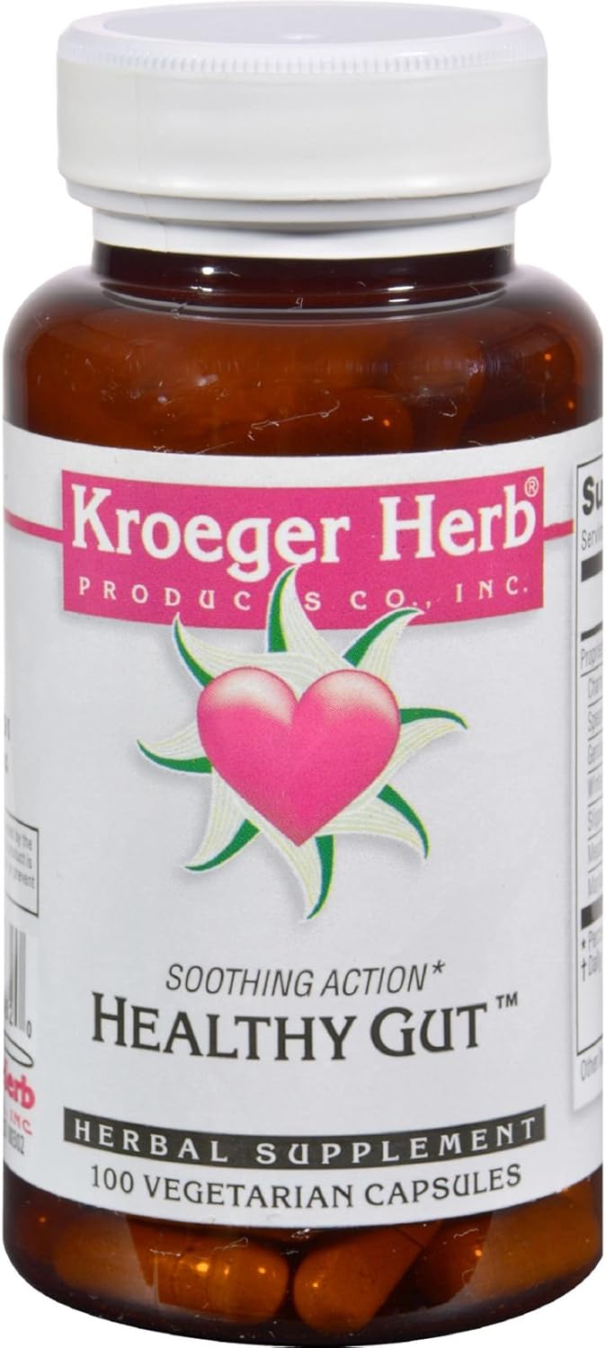 Kroeger Herb Healthy Gut Vegetarian Capsules - 100 Count - Digestive Support Supplement