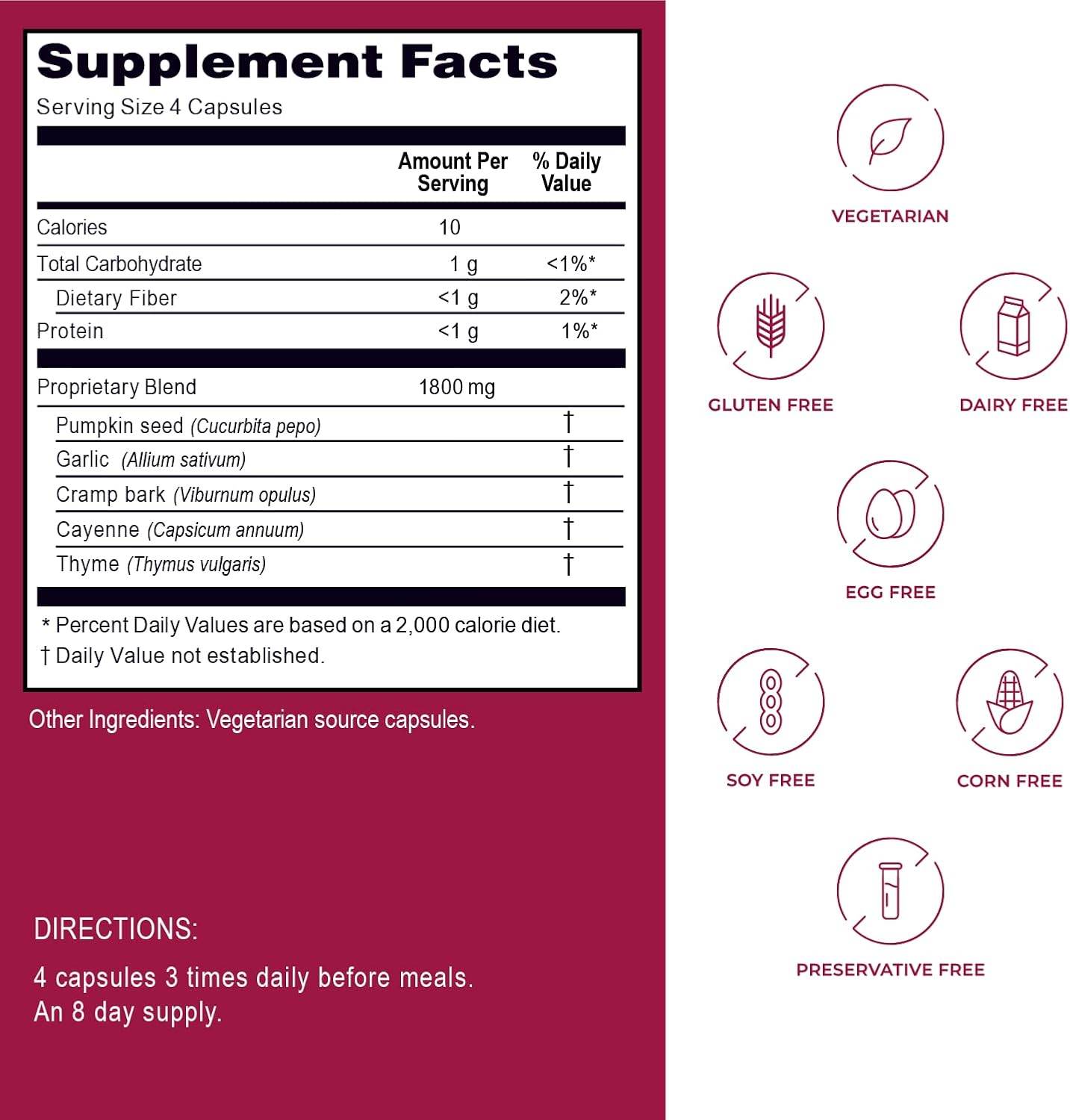 Kroeger Herb Rascal Herbal Supplement for Gut & Heart Health - Garlic, Cayenne, Thyme, Pumpkin Seeds - Vegetarian, Non-GMO, Gluten Free - Supports Microbial Balance - Made in USA
