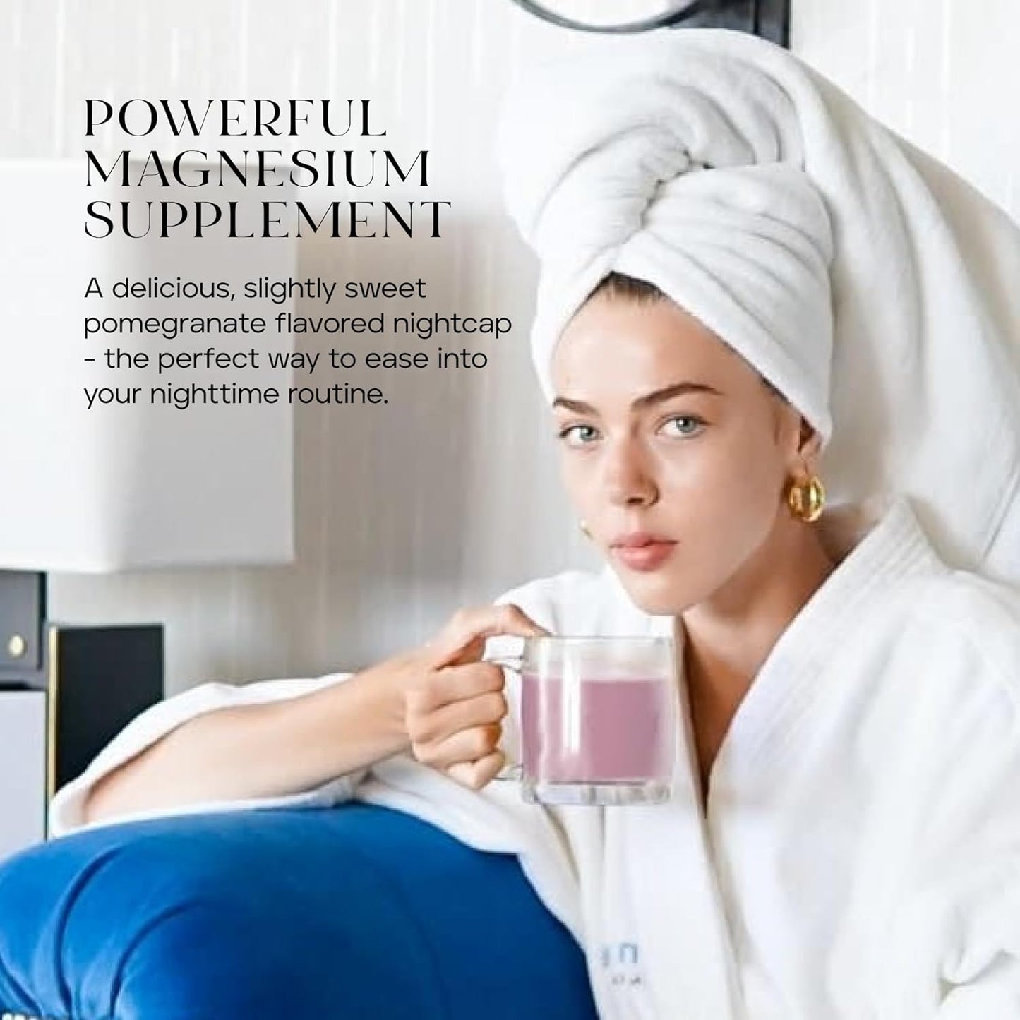 KROMA Tart Pomegranate Magnesium Supplement Powder Drink Mix for Sleep, Calm, Relaxation - Gluten Free, Muscle Recovery Support - 30 Servings