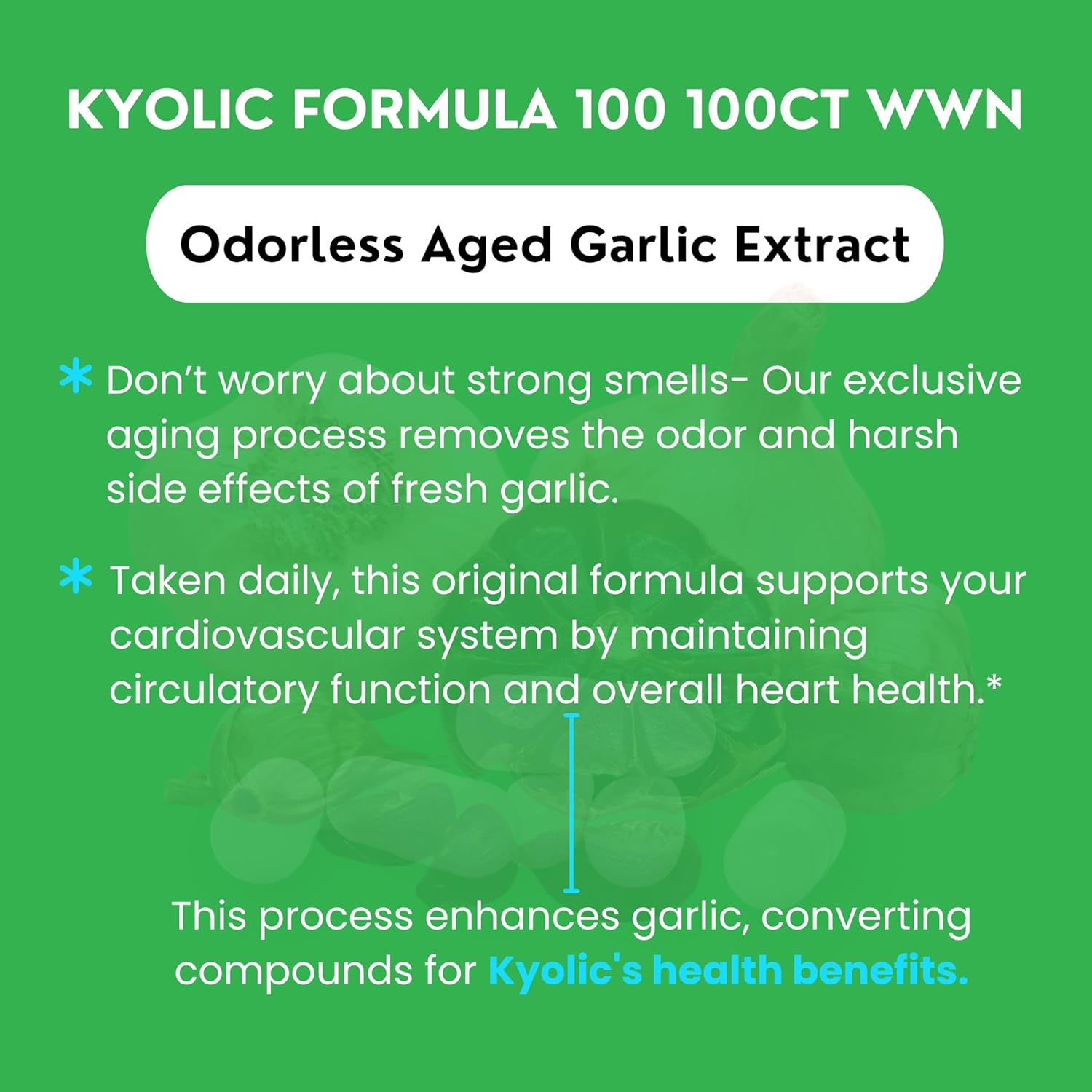 Kyolic Aged Garlic Extract Formula 100 Capsules Bundle with Multi-Purpose Key Chain - Worldwide Nutrition