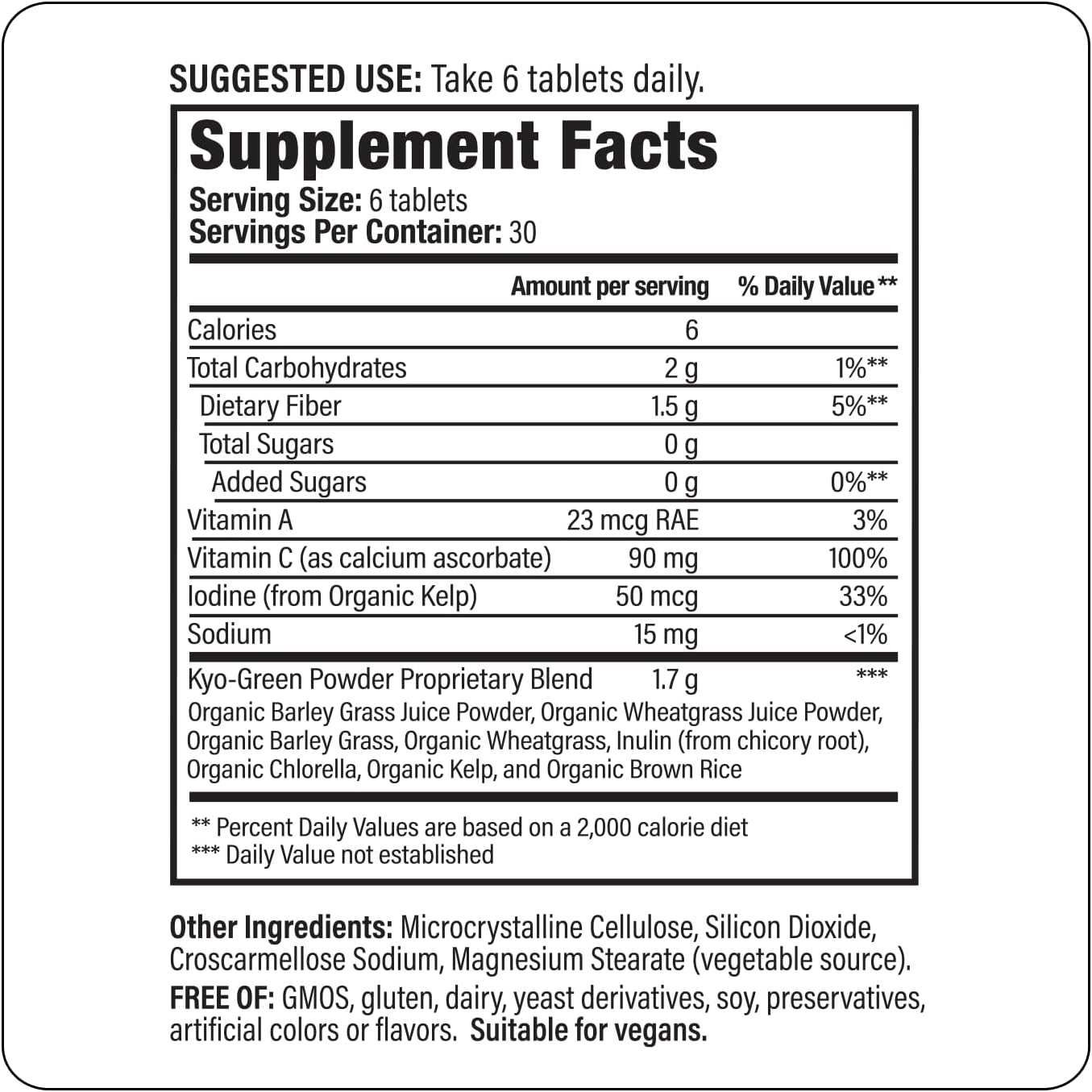 Kyolic Kyo-Green Greens Blend Energy Tablets - 180 Tablets for Boosting Energy and Vitality