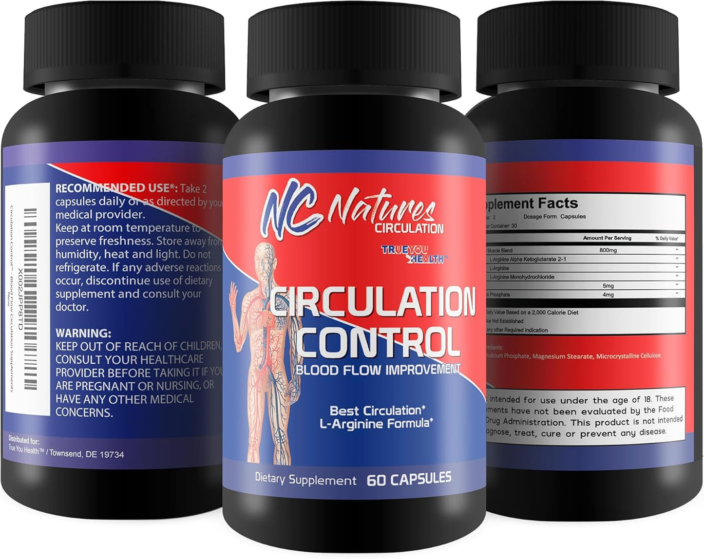 L-Arginine Formula for Improved Blood Flow and Circulation Control - Leg and Body Circulation Supplement for Better Health