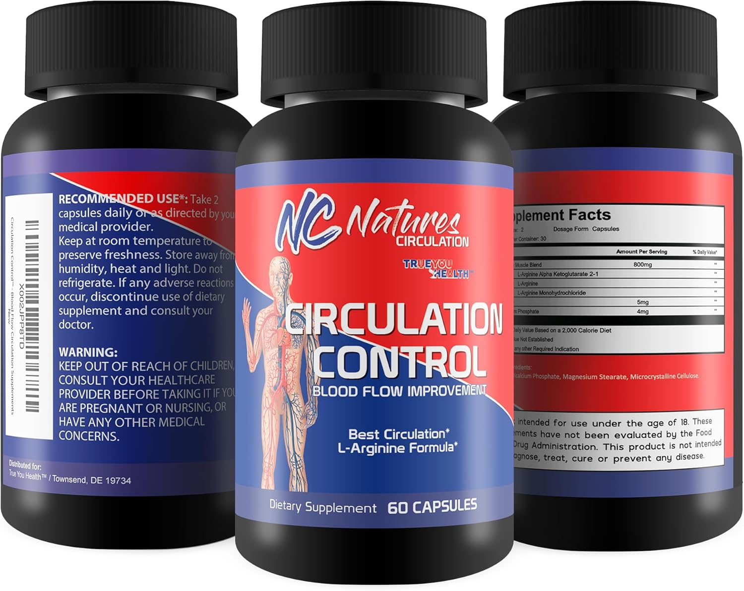 L-Arginine Formula for Improved Blood Flow and Circulation Control - Leg and Body Circulation Supplement for Better Health