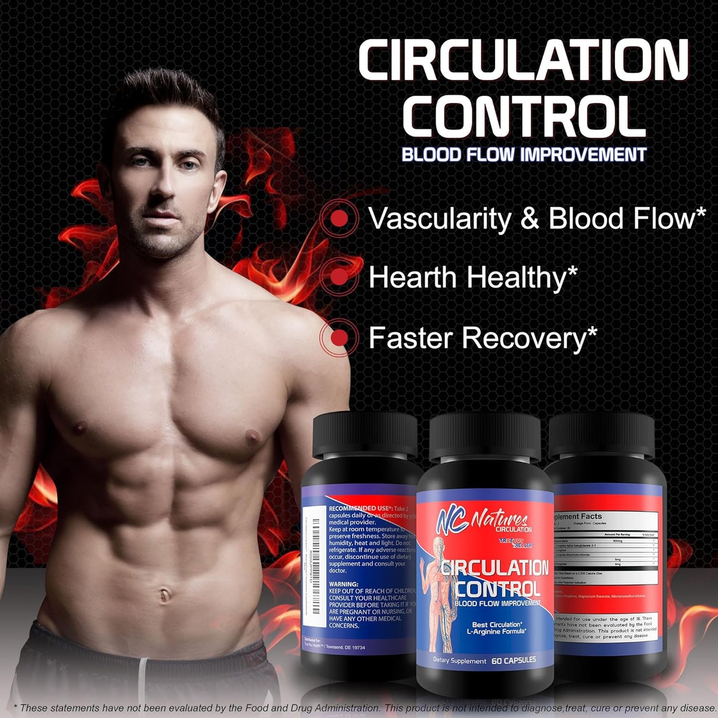 L-Arginine Formula for Improved Blood Flow and Circulation Control - Leg and Body Circulation Supplement for Better Health