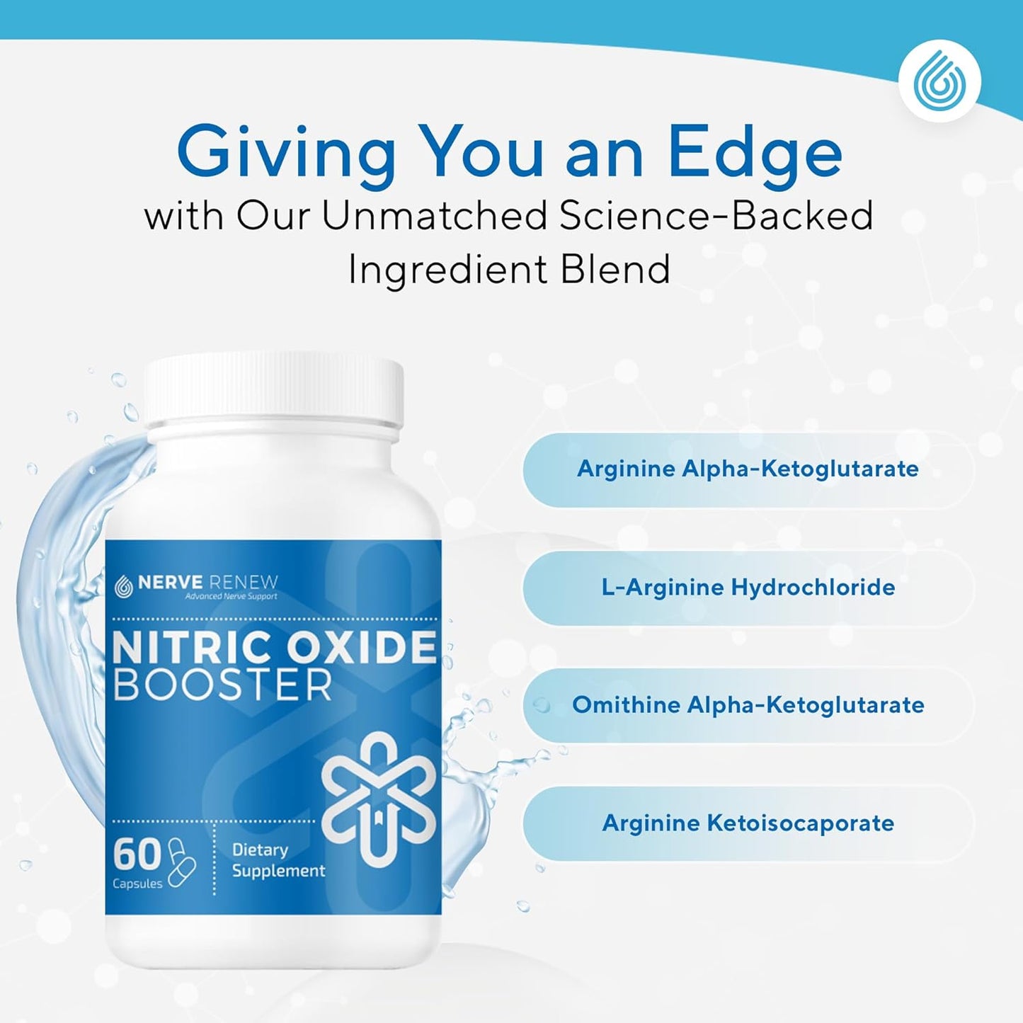 L-Arginine Hydrochloride Nitric Oxide Booster for Nerve Nourishment - 60 Capsules