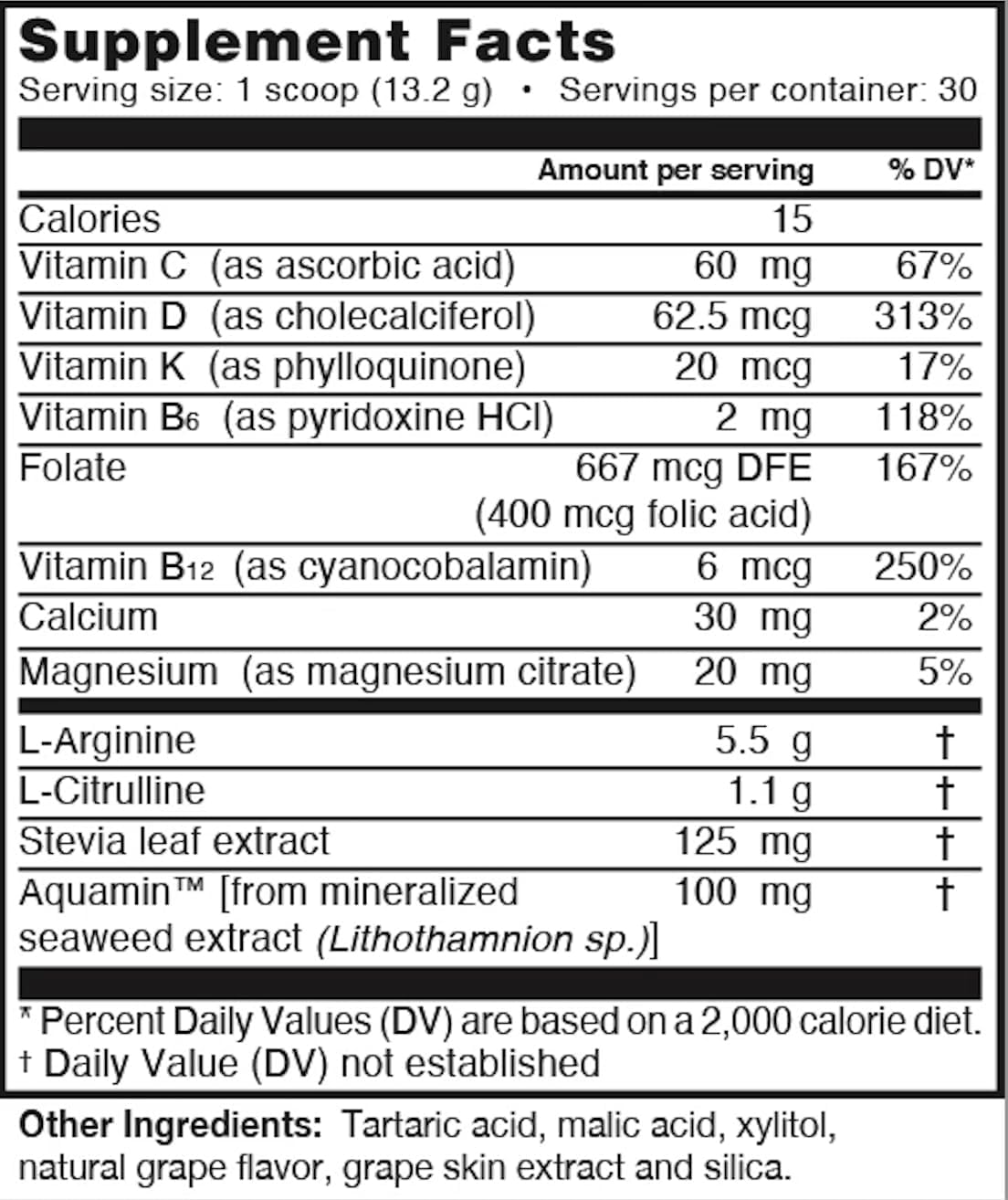 L-ARGININE PRO Grape Berry Drink Mix Powder | 5,500mg L-arginine & 1,100mg L-Citrulline | Boost Energy & Performance