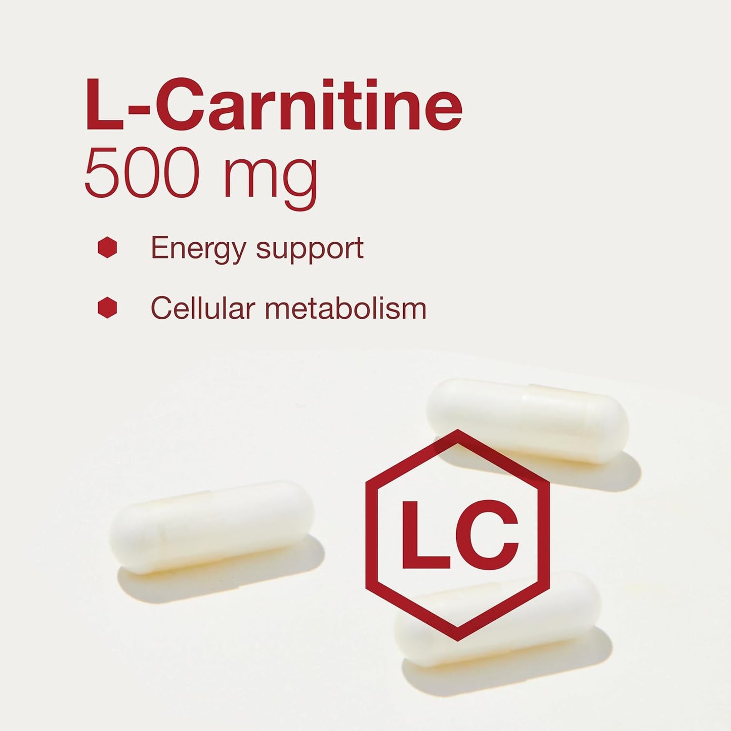 L-Carnitine 500mg Supplement for Cell Energy Metabolism and Exercise Performance - 60 Vegetarian Capsules by Protocol for Life Balance