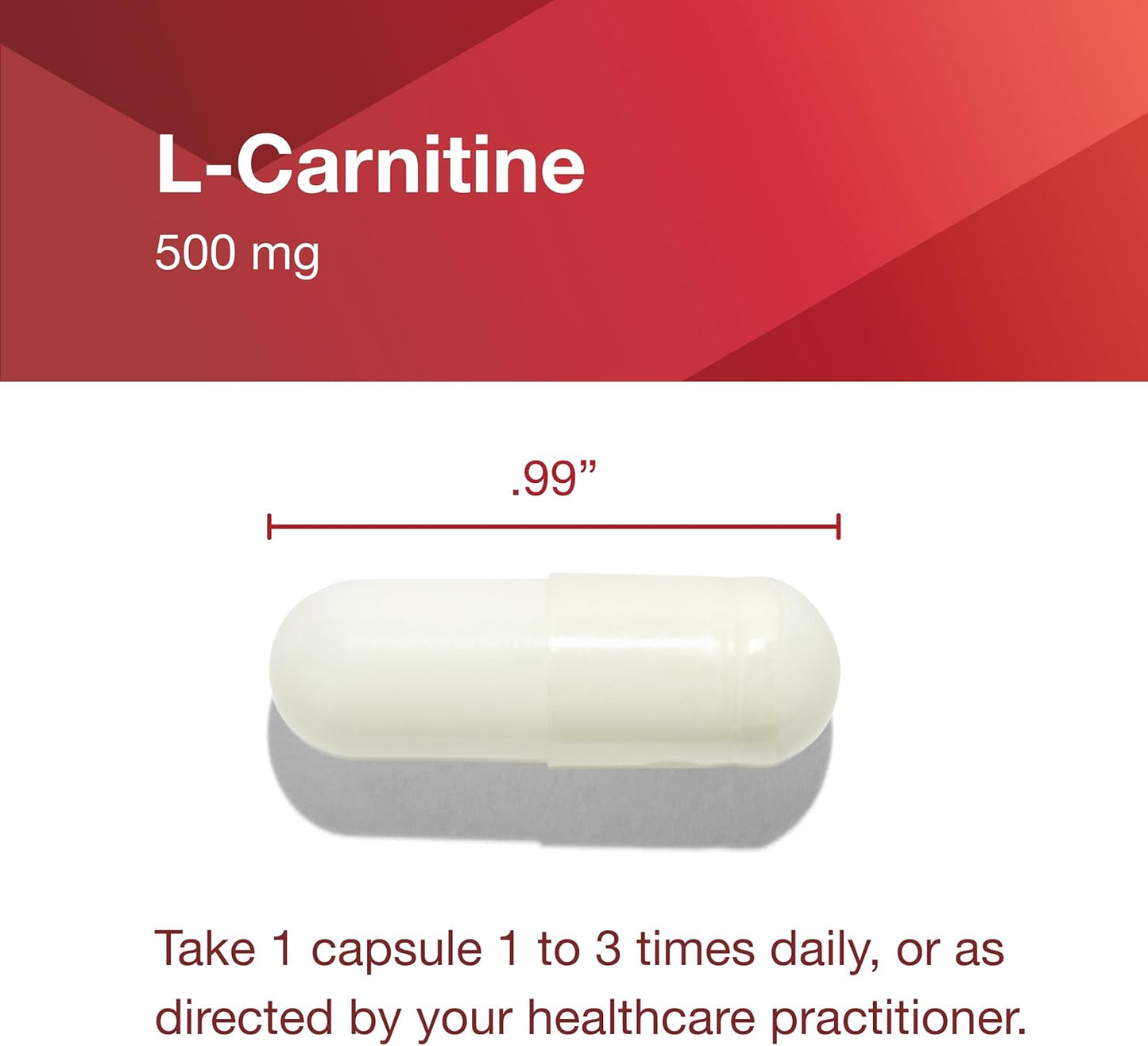 L-Carnitine 500mg Supplement for Cell Energy Metabolism and Exercise Performance - 60 Vegetarian Capsules by Protocol for Life Balance