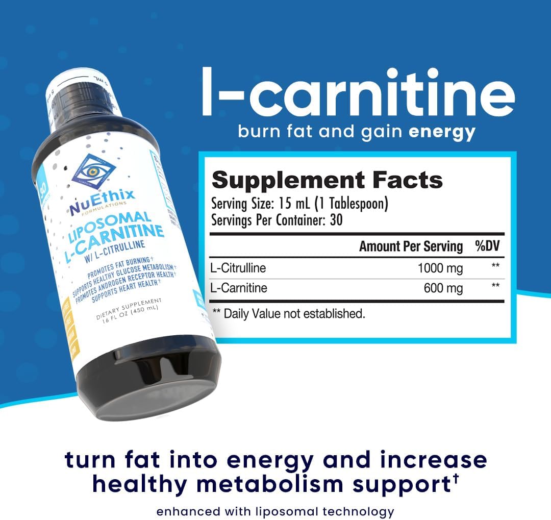 L-Carnitine and L-Citrulline Liposomal Supplement for Weight Management and Energy Boost