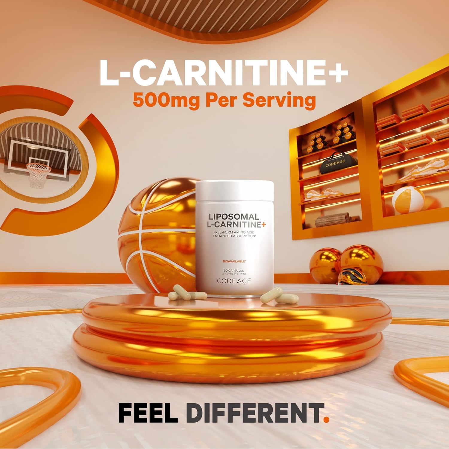 L-Carnitine Liposomal Supplement - 500mg L-Tartrate per Serving - Free-Form Amino Acid - Vegan, Non-GMO - 90 Capsules