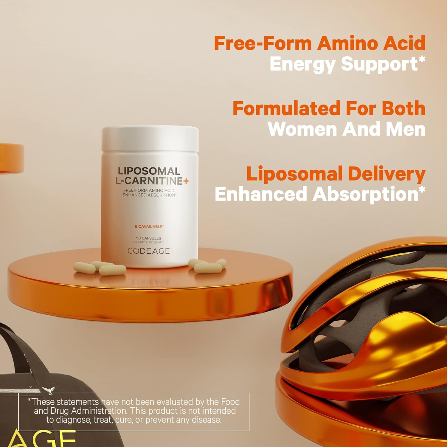 L-Carnitine Liposomal Supplement - 500mg L-Tartrate per Serving - Free-Form Amino Acid - Vegan, Non-GMO - 90 Capsules