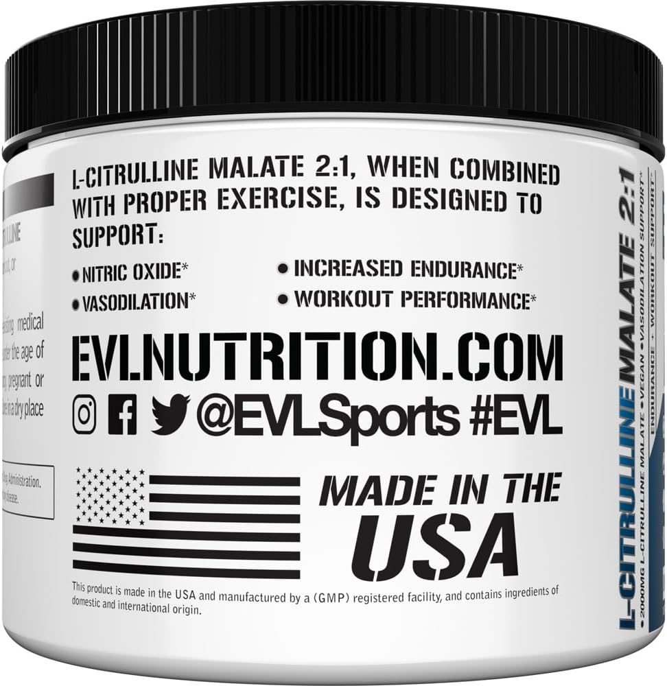 L-Citrulline Malate 2:1 - 200mg - Workout Performance and Vasodilation Support - Vegan and Gluten Free - 100 Servings