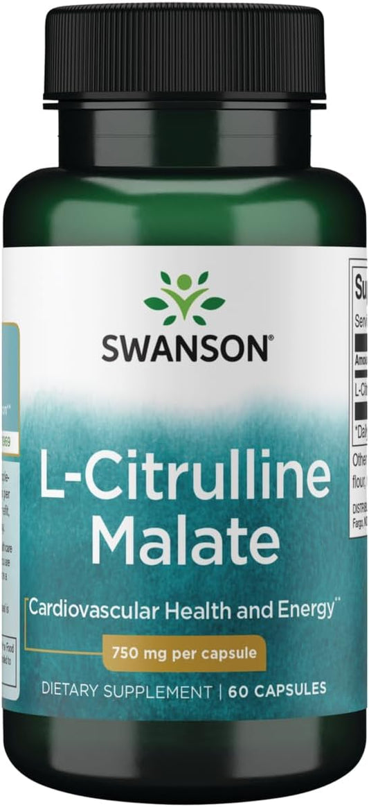 L-Citrulline Malate Amino Acid Supplement for Energy & Blood Circulation - Natural Formula for Wellness (60 Capsules, 750mg)