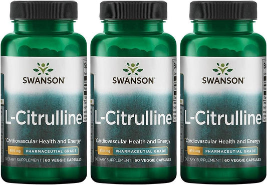 L-Citrulline Supplement for Cardiovascular Health & Energy Support - 60 Capsules x 850mg - Pack of 3