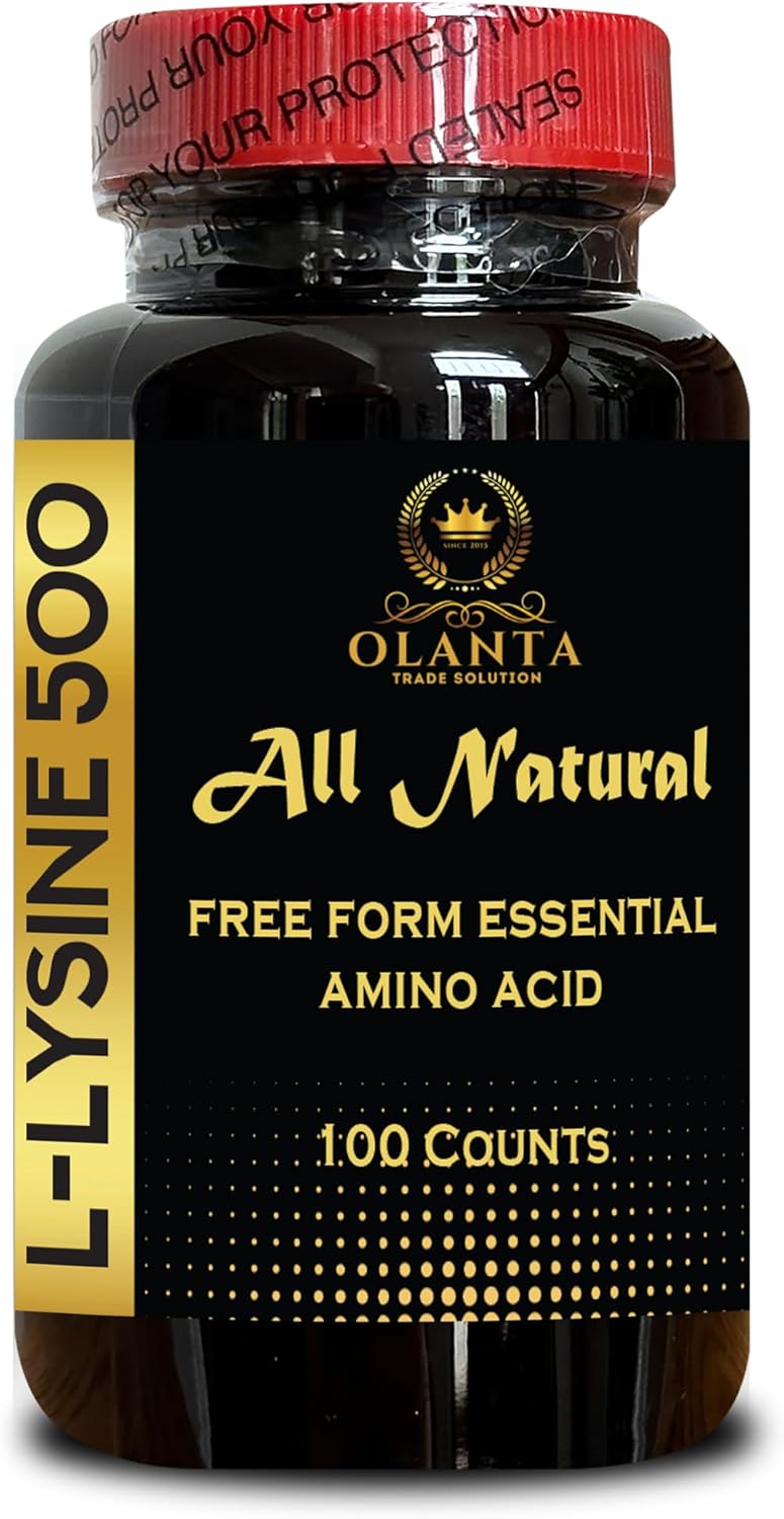 L-Lysine Supplement for Connective Tissue Health and Collagen Synthesis - 100 Count Bottle for Adults