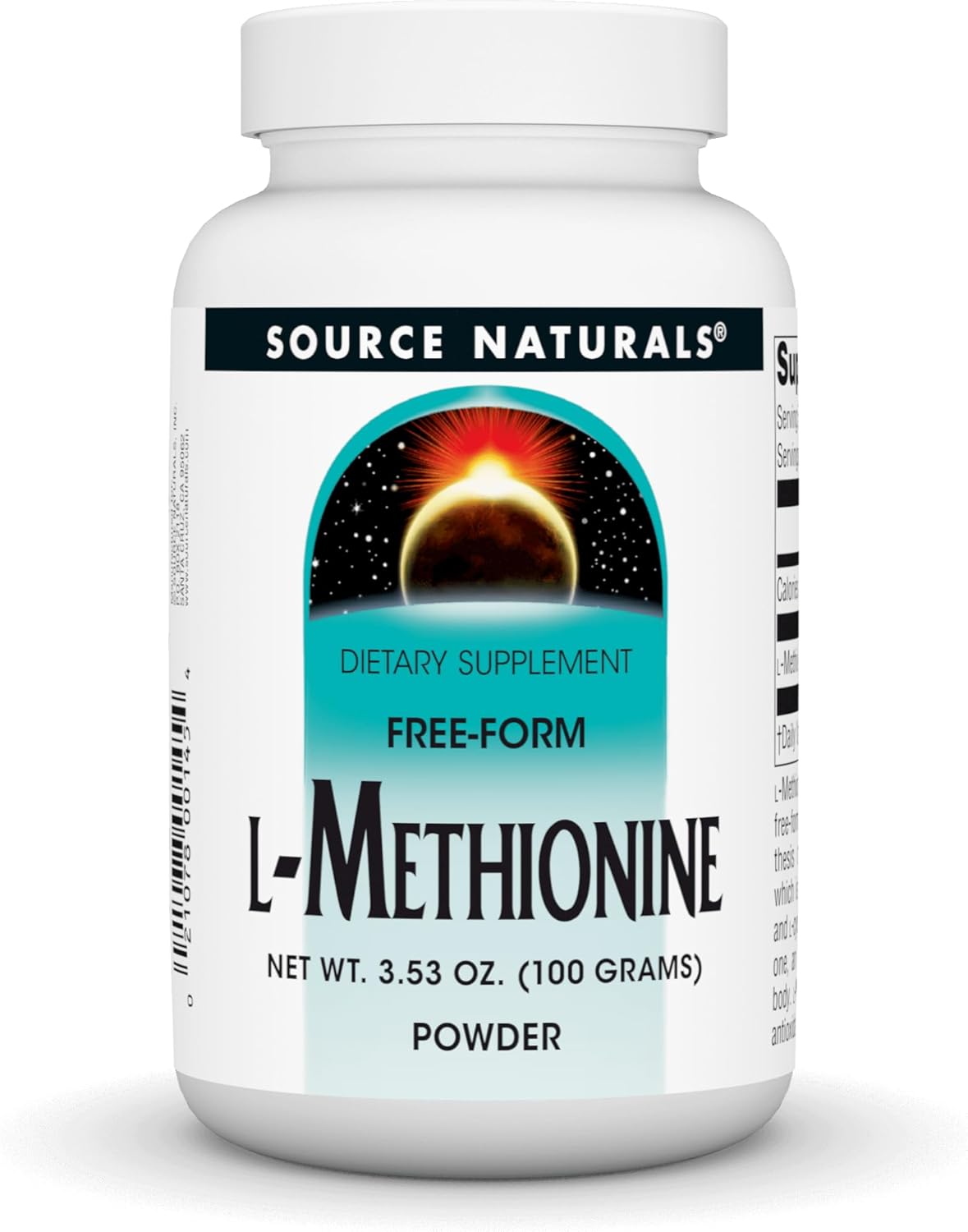 L-Methionine Free Form Powder - 100g Amino Acid Supplement by Source Naturals