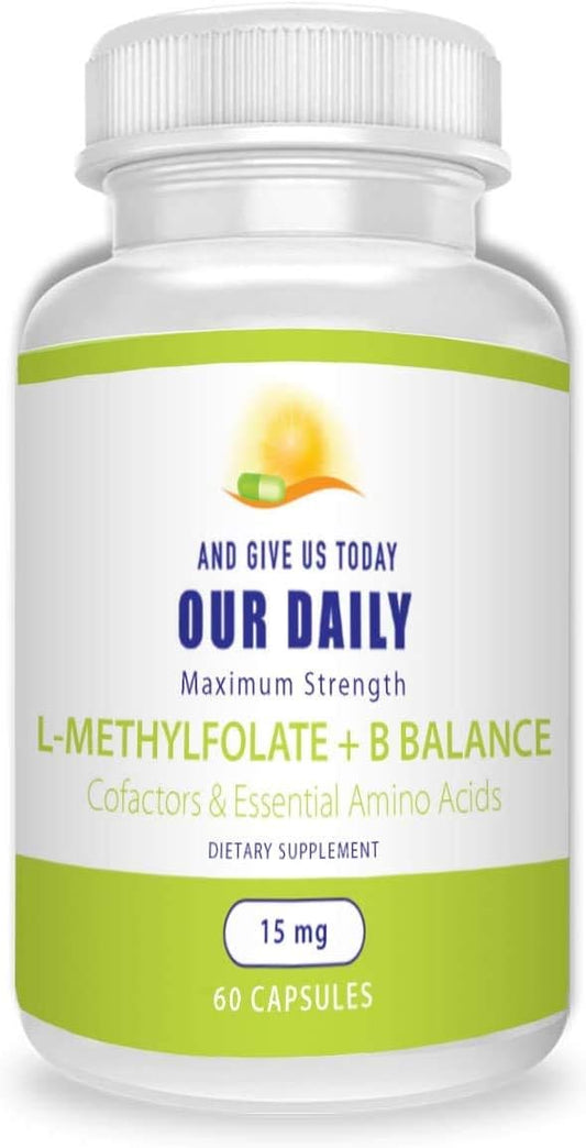 L-Methylfolate 15 MG B Complex with Methylated B12, B9, B6, B2 - 60 Count for Brain, Heart, and Fetal Health