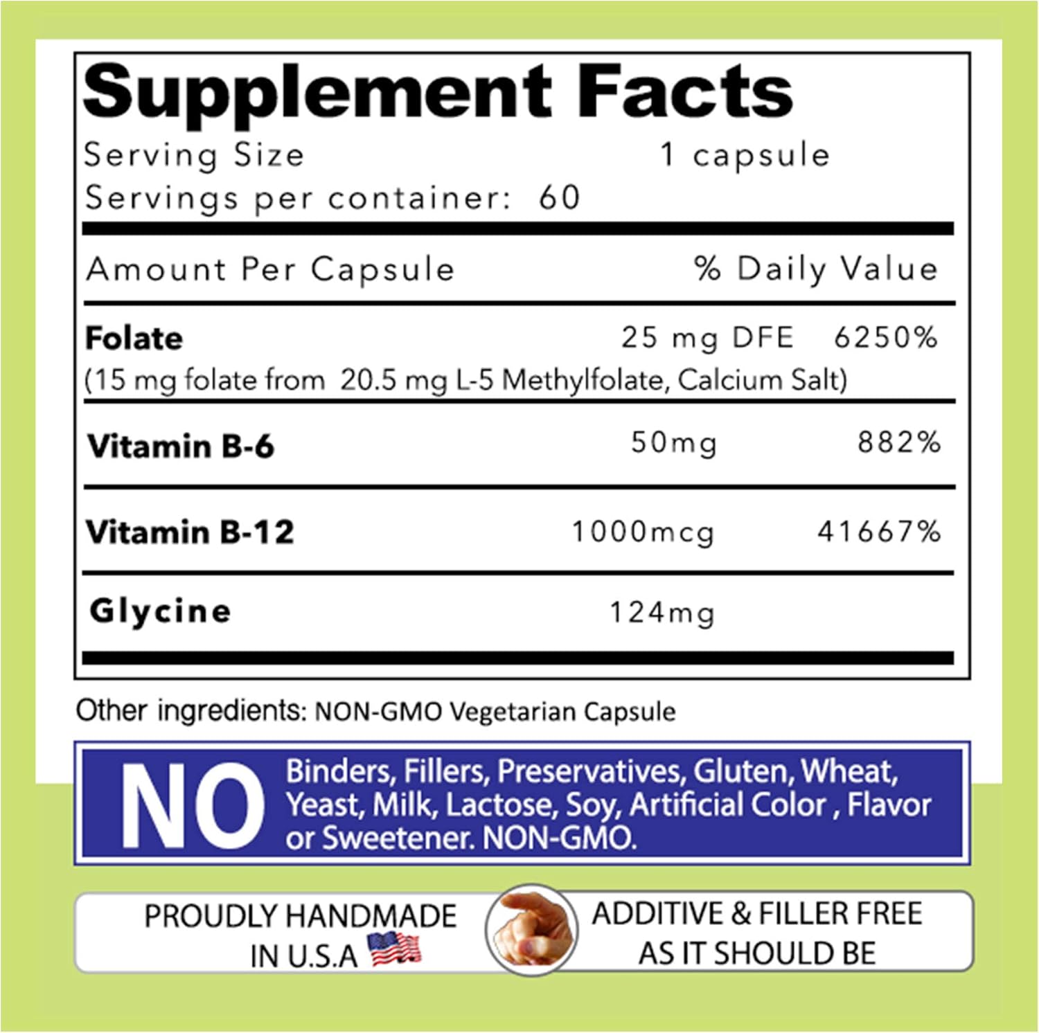 L-Methylfolate B Complex with Essential Amino Acids - Active Folate, Methylated B12, B6 - 60 Count