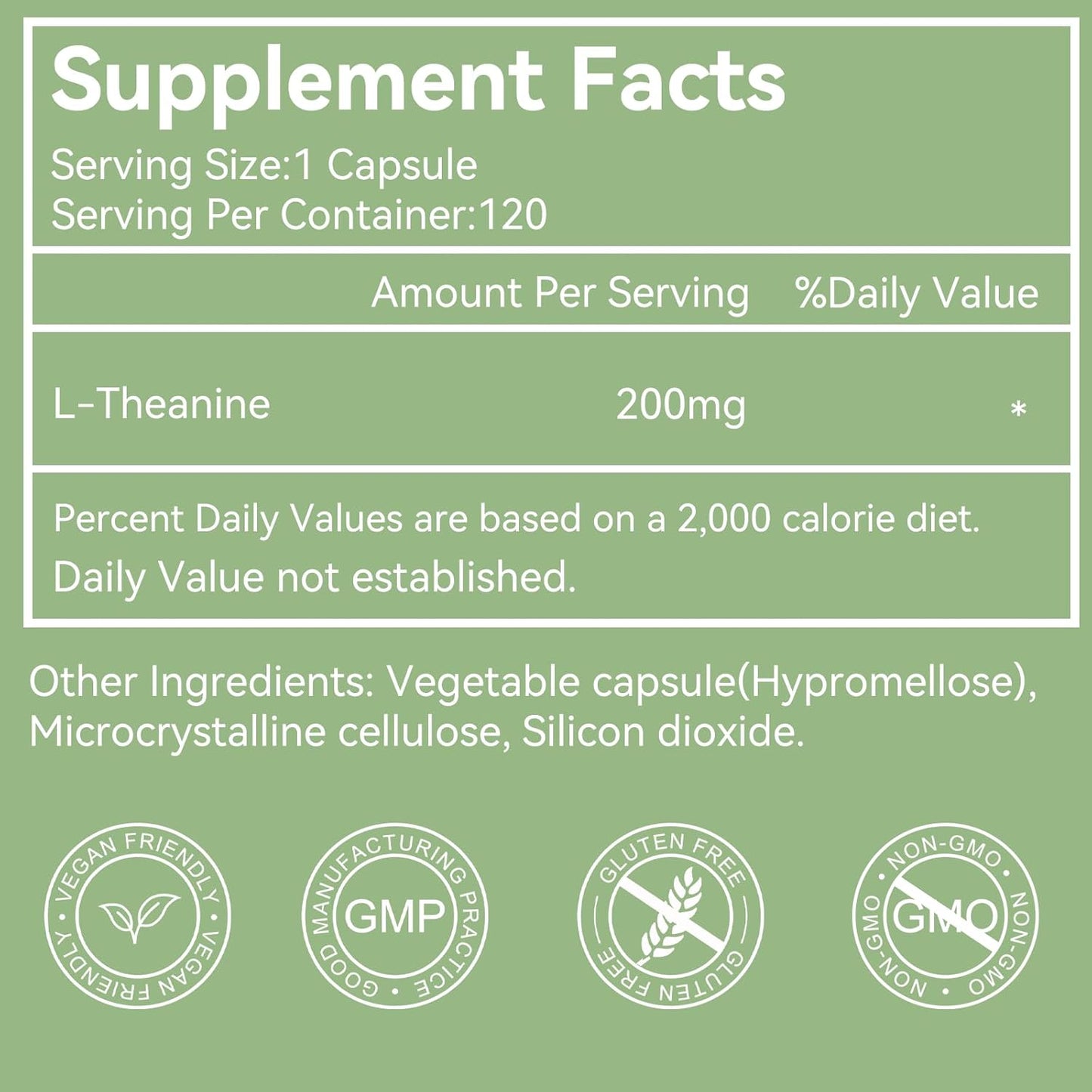 L-Theanine 200mg Capsules for Relaxation & Stress Relief - Non-GMO, Gluten Free (240 Veg Caps)