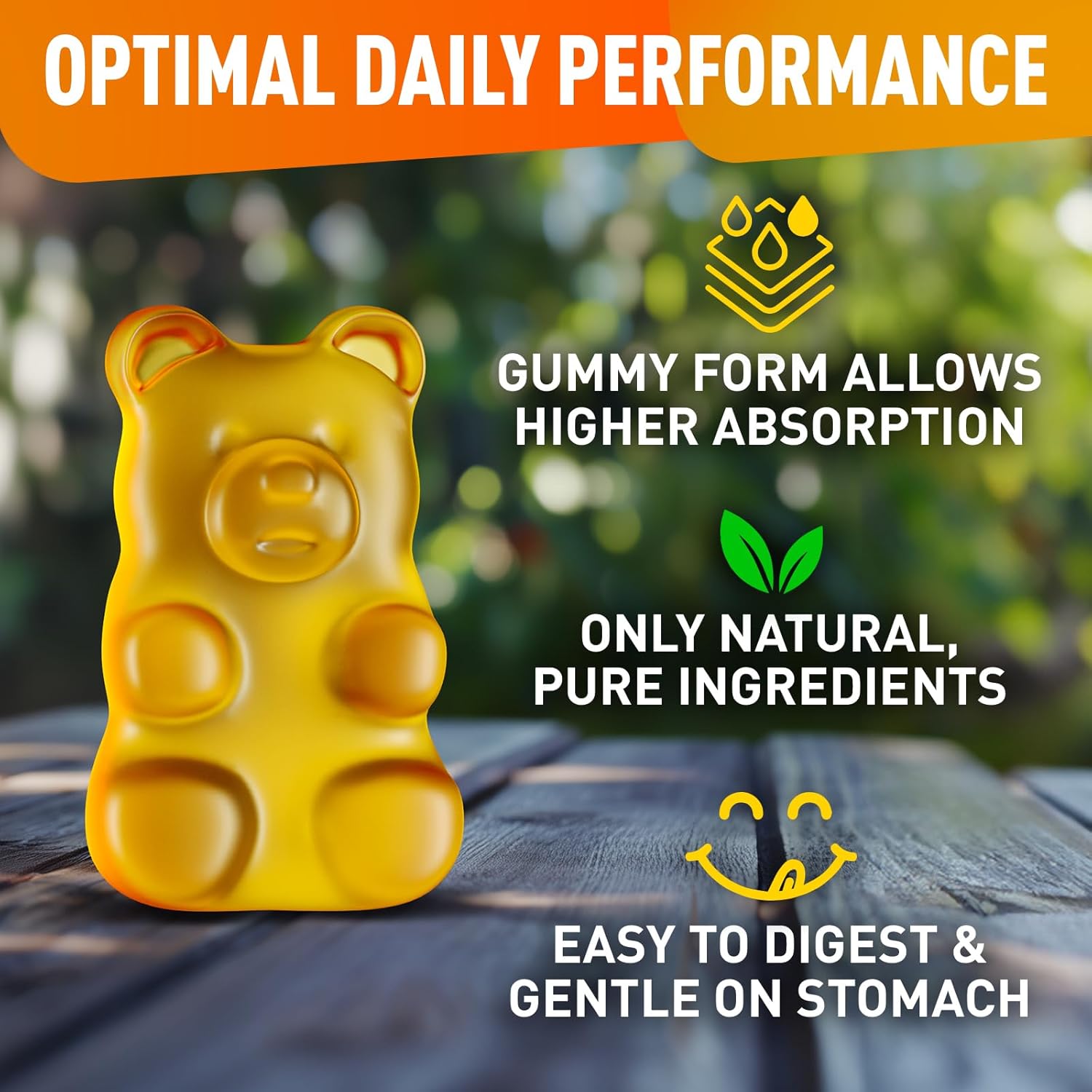 L-Tyrosine Gummies - Vegan Supplement for Focus, Mood & Energy - 1000MG per Serving - 60 Gummies