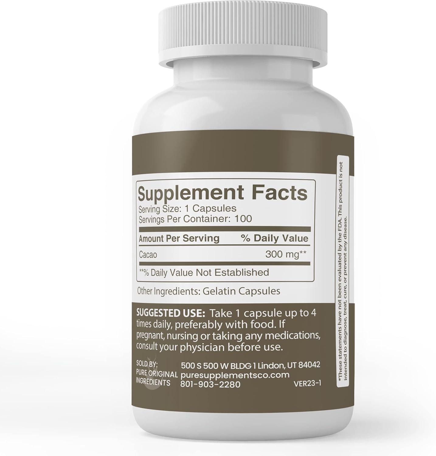 Lab Verified 100-Count Cacao & Resveratrol Capsule Bundle with Pure Original Ingredients, No Additives or Fillers
