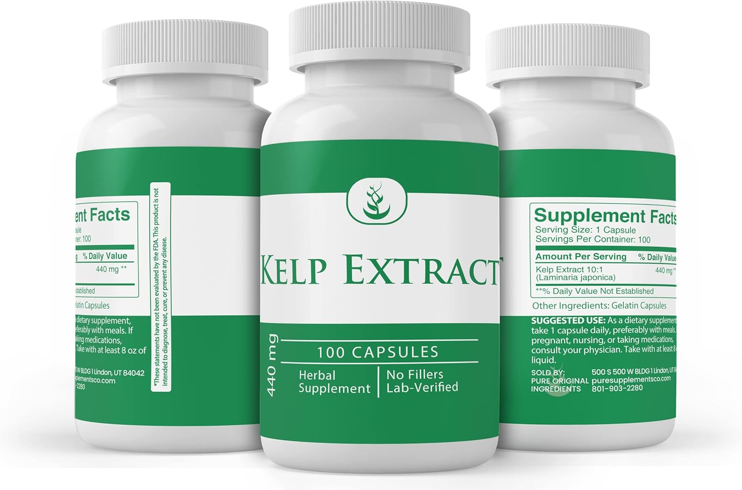 Lab Verified Kelp Extract Capsules - 100 Pure Original Ingredients, No Additives or Fillers