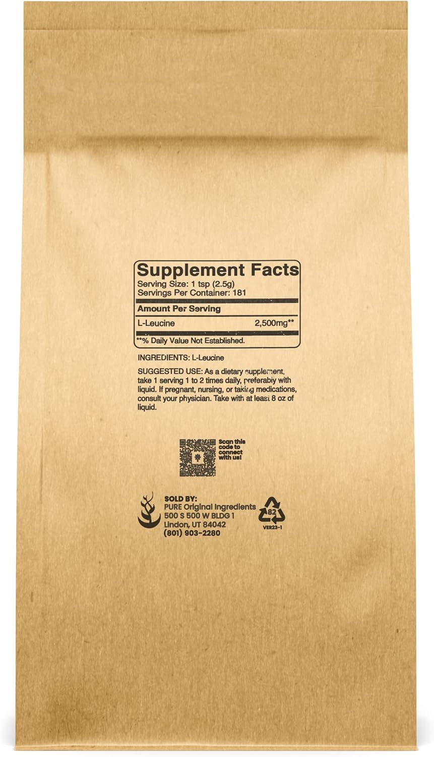Lab-Verified L-Leucine Powder - Pure Essential Amino Acid Supplement (1lb)