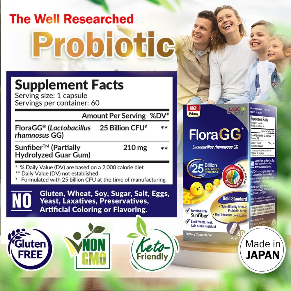 LABO Nutrition GastriCELL + FloraGG: Probiotic & Prebiotic to Eliminate H. Pylori & Relieve Heartburn, Regulate Gastric Acid, Support Healthy Intestines & Immune Health with Sunfiber
