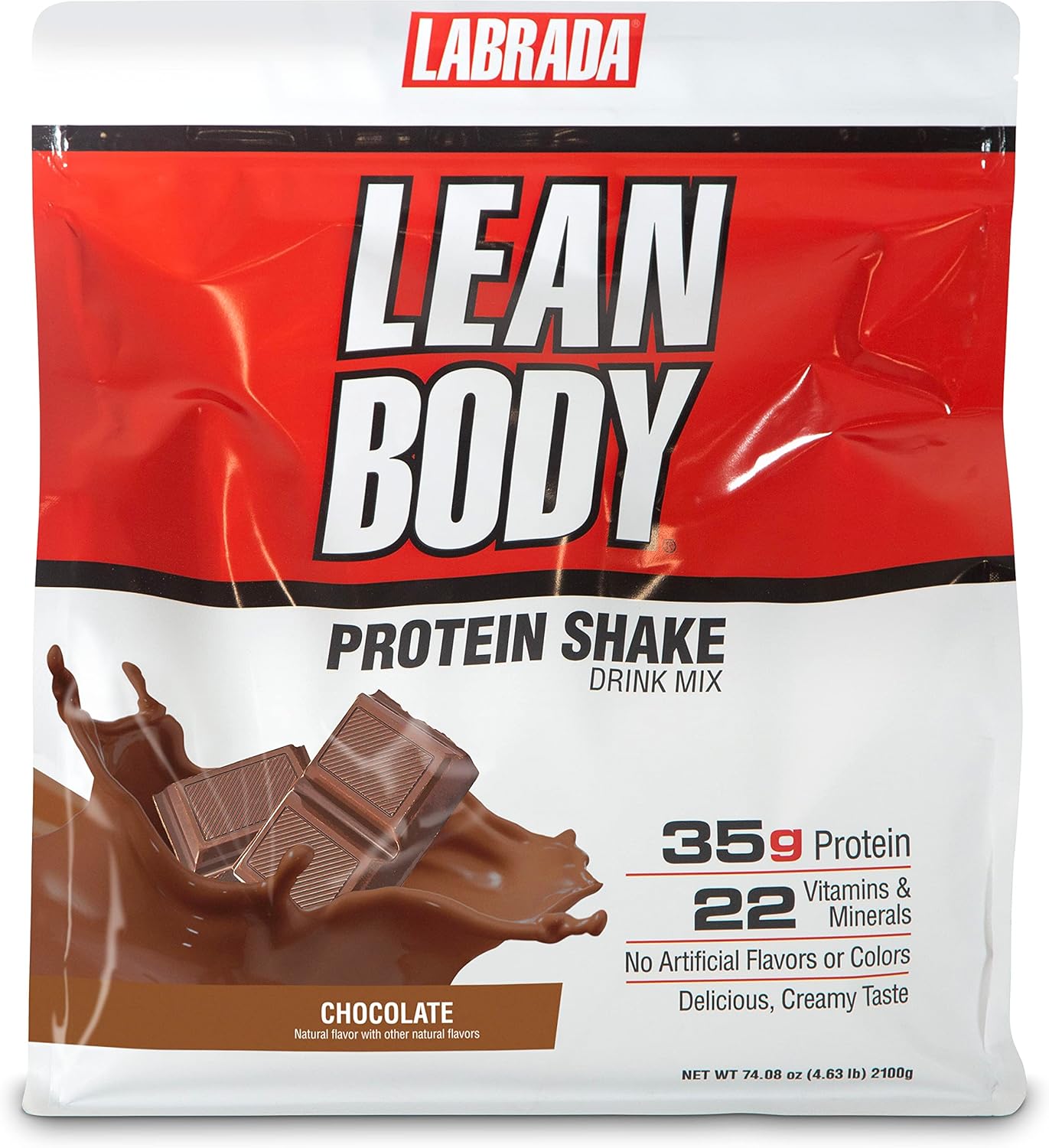 Labrada Lean Body All-in-One Chocolate Protein Shake - 35g Protein, Whey Blend, 7g Healthy Fats & Fiber, 22 Vitamins and Minerals, Gluten Free (4.6lb)