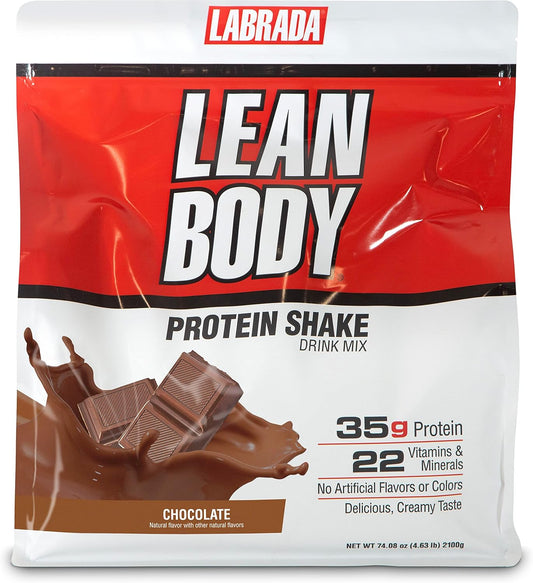 Labrada Lean Body All-in-One Chocolate Protein Shake - 35g Protein, Whey Blend, 7g Healthy Fats & Fiber, 22 Vitamins and Minerals, Gluten Free (4.6lb)
