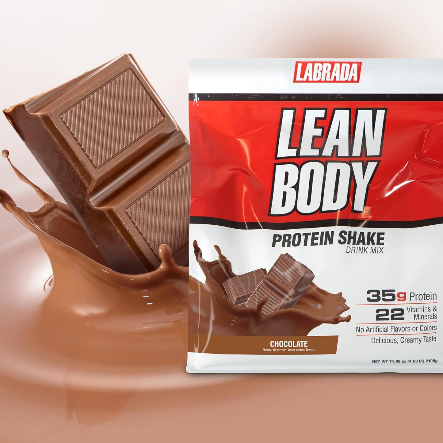 Labrada Lean Body All-in-One Chocolate Protein Shake - 35g Protein, Whey Blend, 7g Healthy Fats & Fiber, 22 Vitamins and Minerals, Gluten Free (4.6lb)