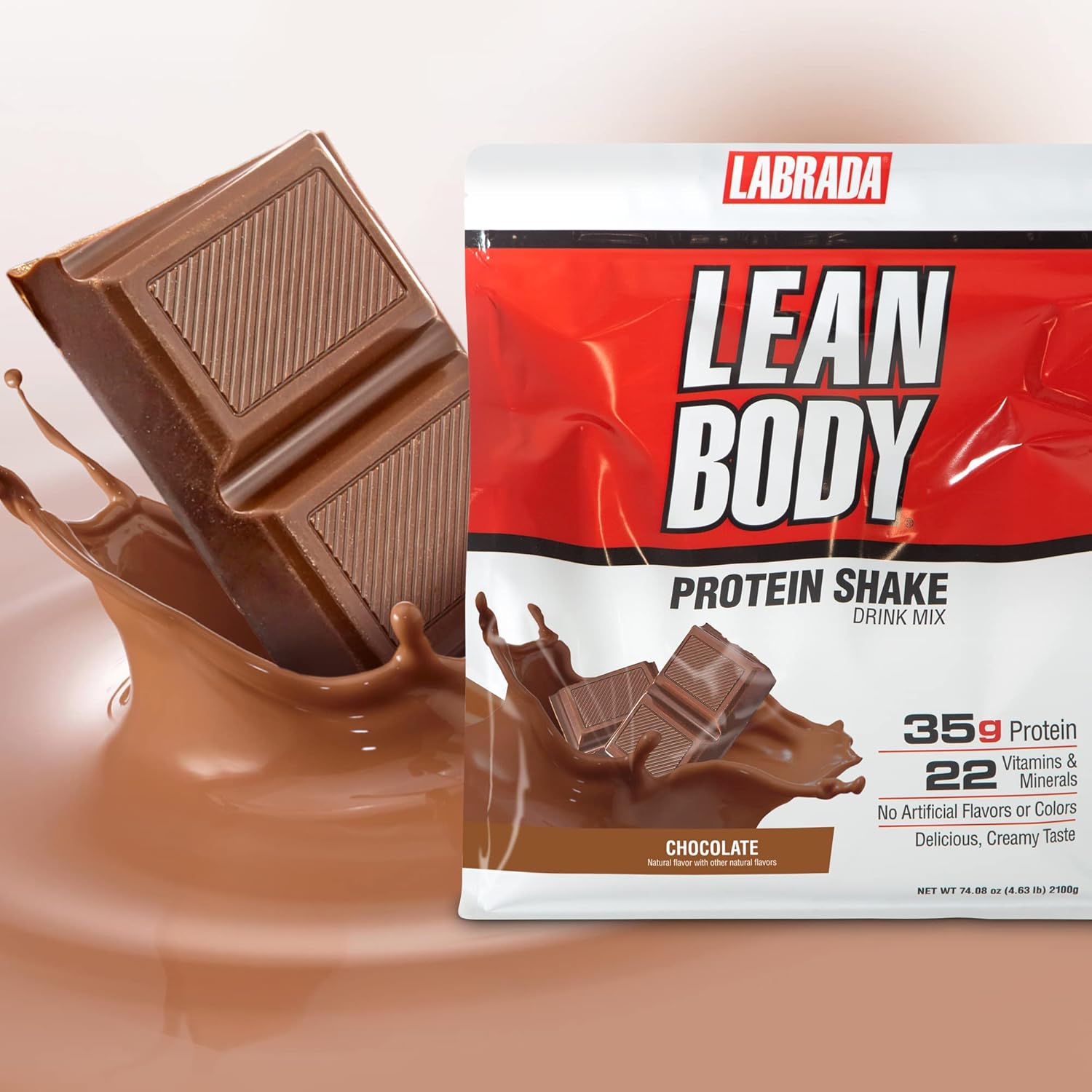Labrada Lean Body All-in-One Chocolate Protein Shake - 35g Protein, Whey Blend, 7g Healthy Fats & Fiber, 22 Vitamins and Minerals, Gluten Free (4.6lb)