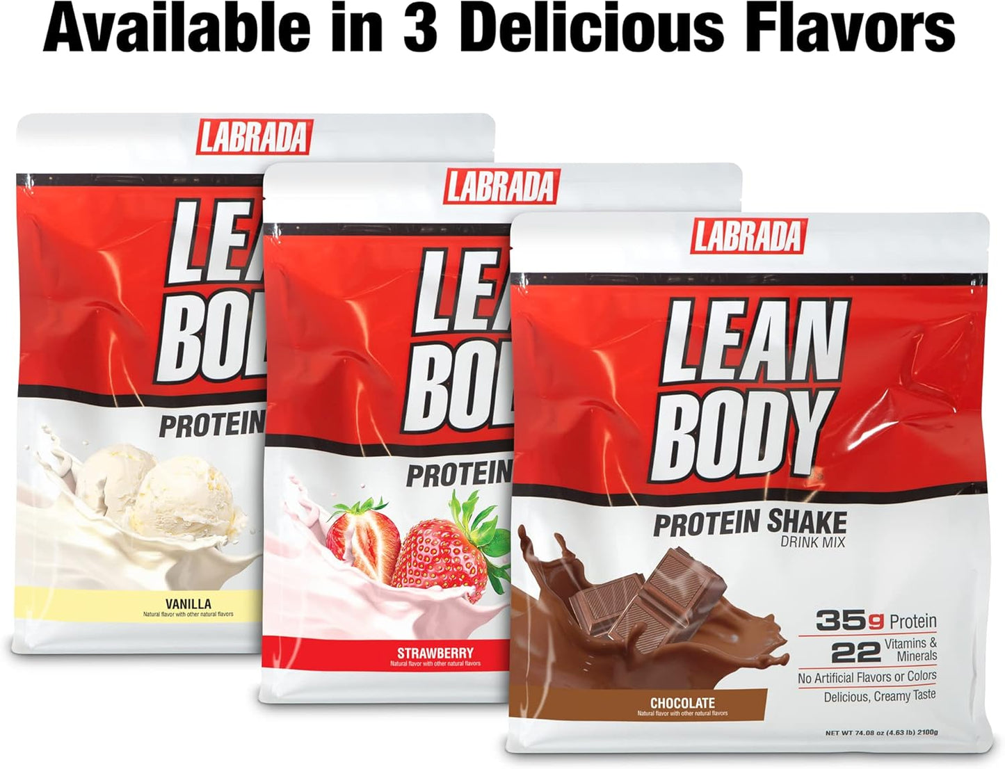 Labrada Lean Body All-in-One Chocolate Protein Shake - 35g Protein, Whey Blend, 7g Healthy Fats & Fiber, 22 Vitamins and Minerals, Gluten Free (4.6lb)
