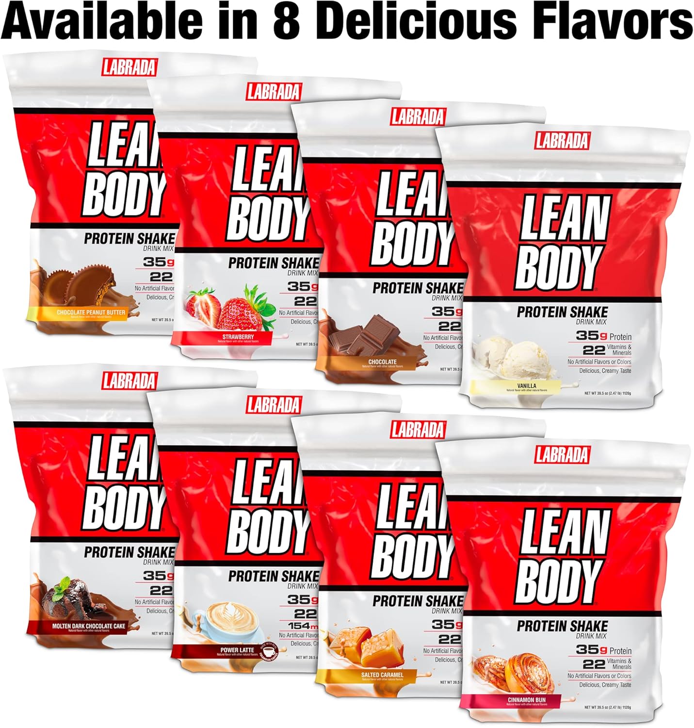 Labrada Nutrition Lean Body Hi-Protein Shake, Strawberry Flavor, 2.47lb Tub - Varying Packaging