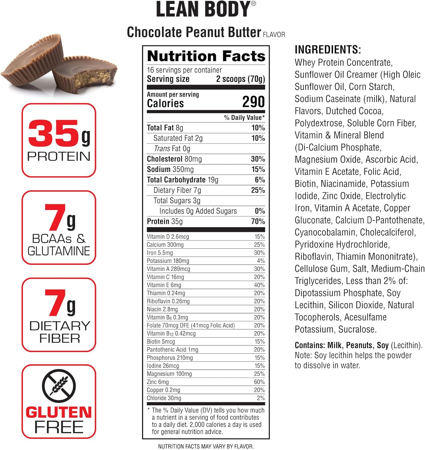 LABRADA Nutrition Lean Body High Protein Meal Replacement Shake, Chocolate Peanut Butter - 2.47LB Tub