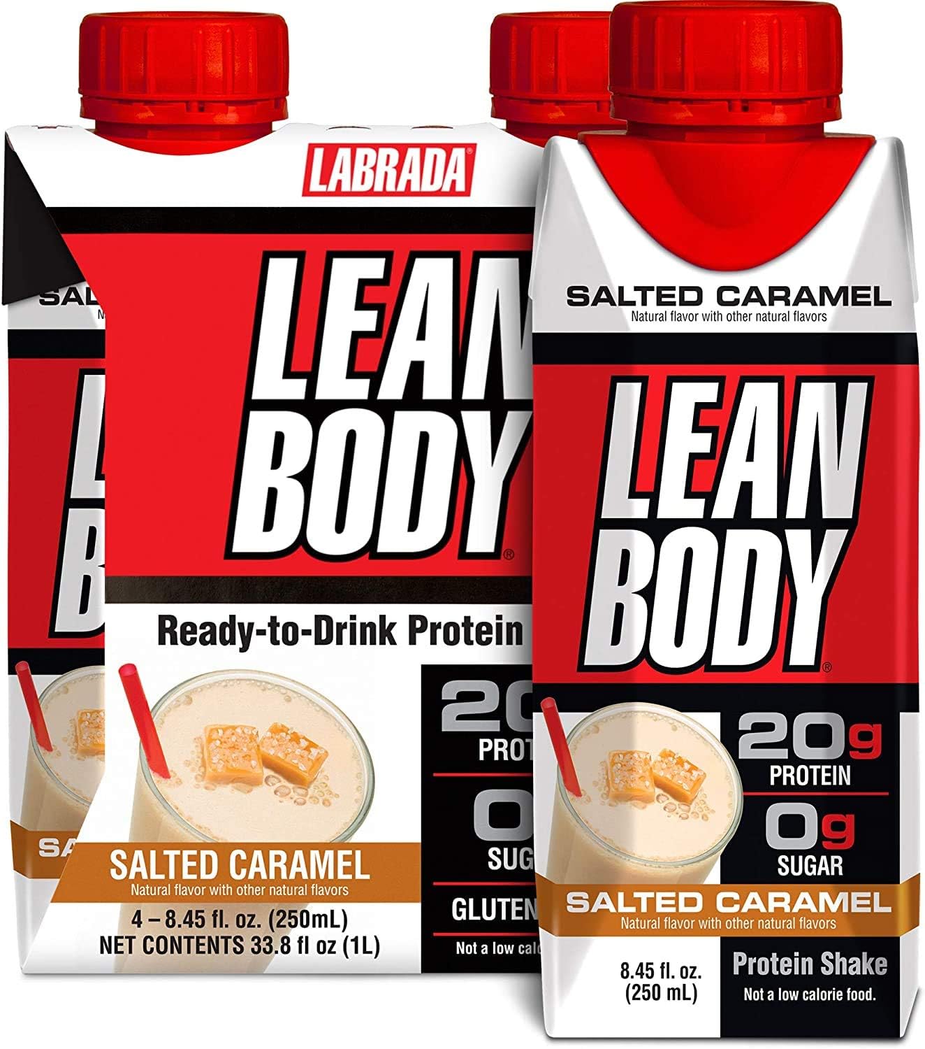 Labrada Nutrition Lean Body RTD Whey Protein Shake - Salted Caramel Flavor, 20g Protein, Zero Sugar, Lactose & Gluten Free, On-The-Go Meal Replacement Shake for Men & Women (Pack of 16)