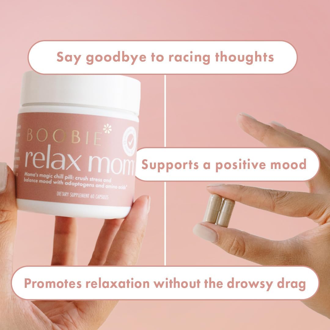 Lactation Approved Stress Support Supplement for Moms | Mood and Energy Boost with Ashwagandha & L-Theanine | 60 Capsules