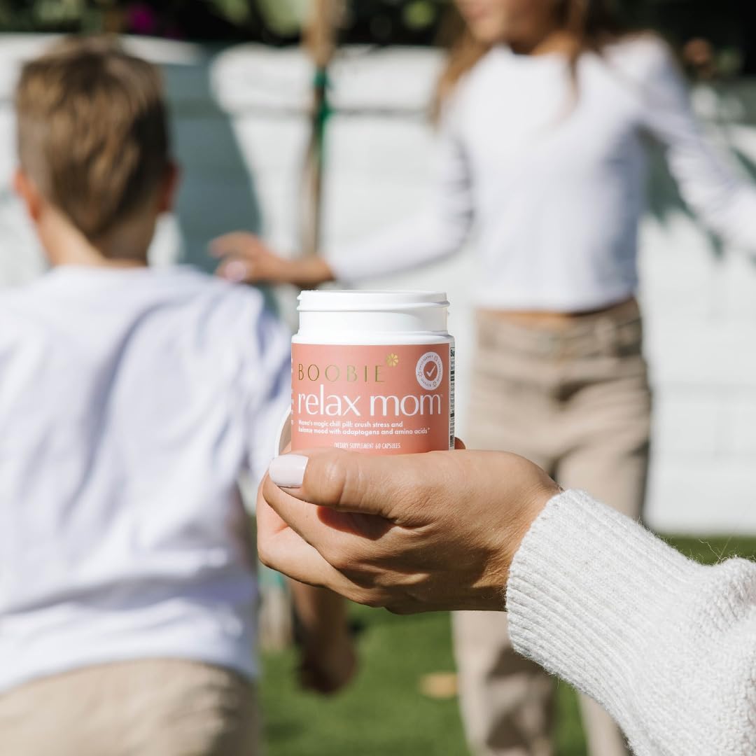 Lactation Approved Stress Support Supplement for Moms | Mood and Energy Boost with Ashwagandha & L-Theanine | 60 Capsules