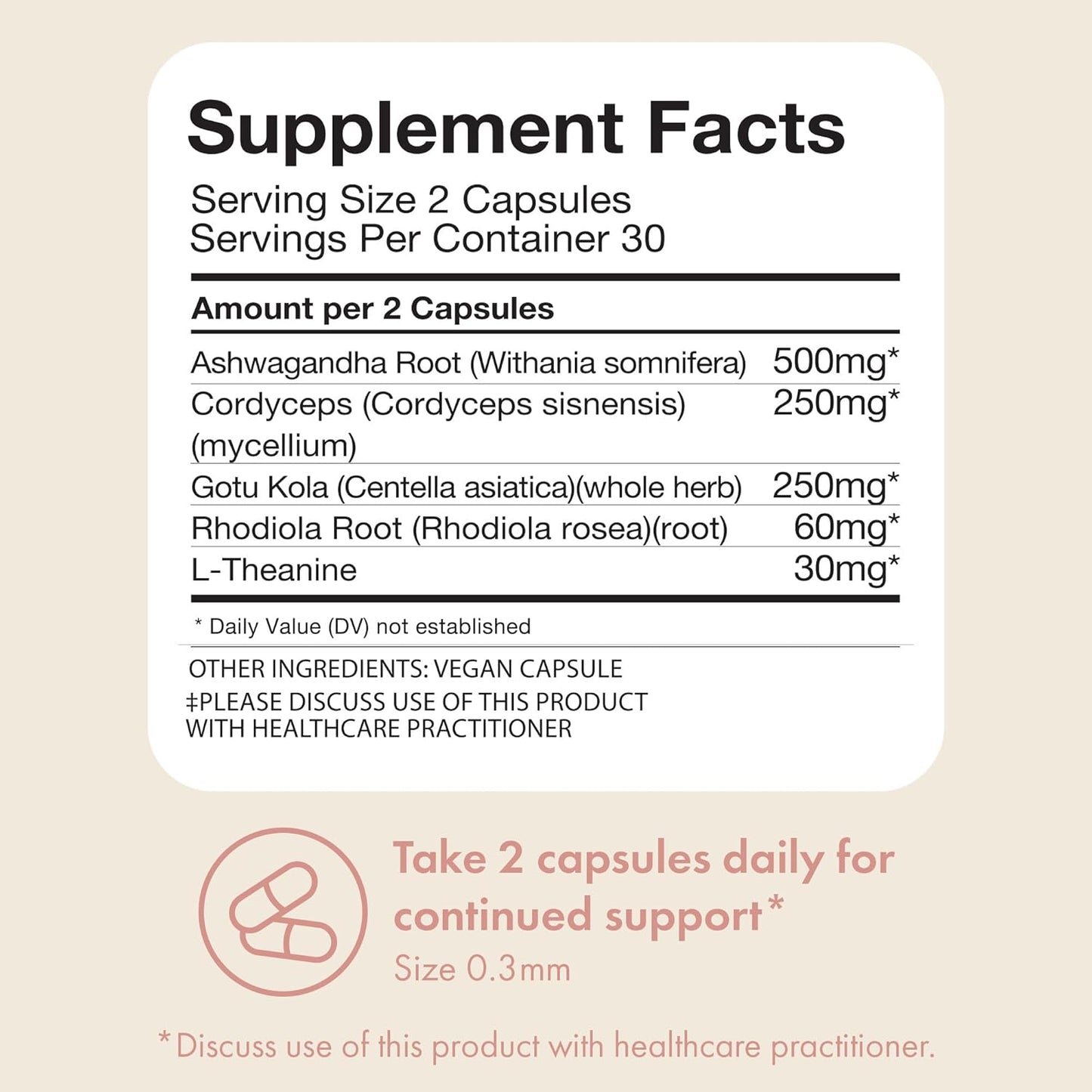 Lactation Approved Stress Support Supplement for Moms | Mood and Energy Boost with Ashwagandha & L-Theanine | 60 Capsules