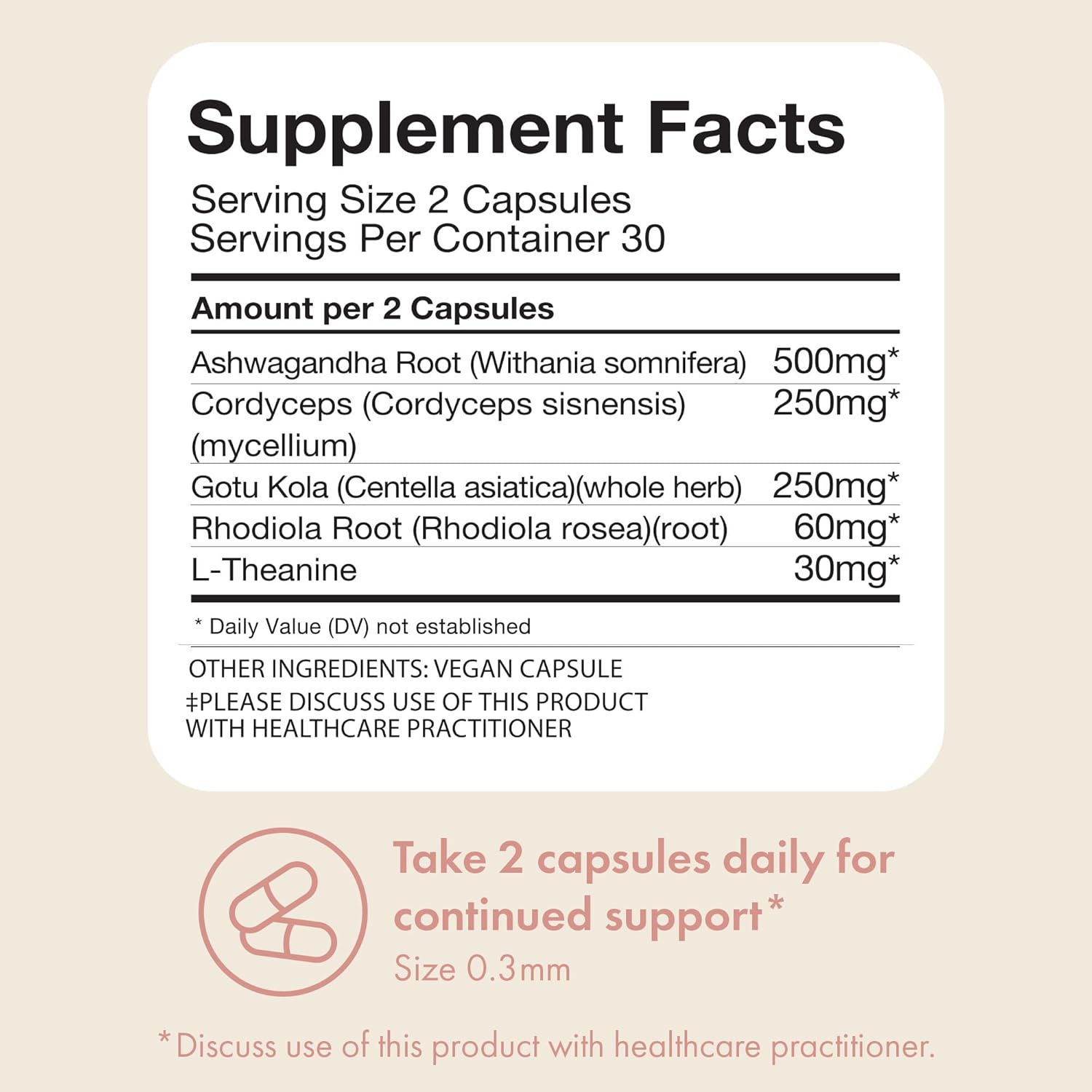 Lactation Approved Stress Support Supplement for Moms | Mood and Energy Boost with Ashwagandha & L-Theanine | 60 Capsules