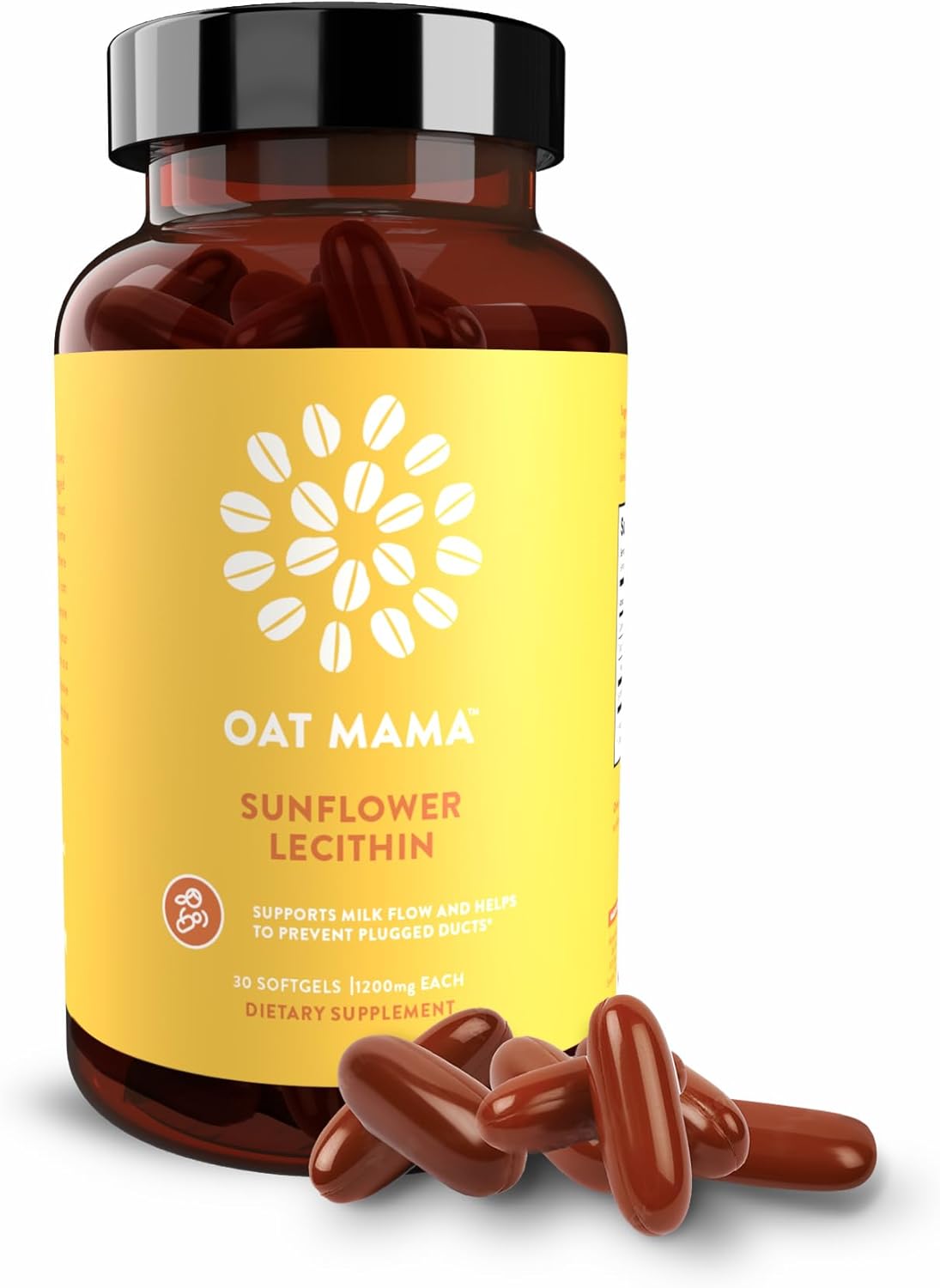 Lactation Supplement for Breastfeeding Moms | Sunflower Lecithin Softgels to Prevent Clogged Ducts and Enhance Milk Production (30 Softgels, 1200 mg)