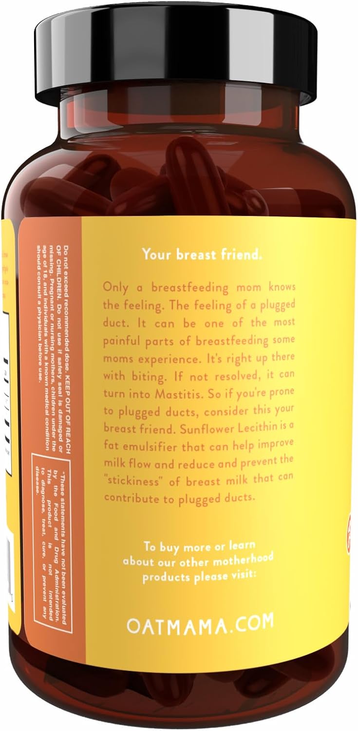 Lactation Supplement for Breastfeeding Moms | Sunflower Lecithin Softgels to Prevent Clogged Ducts and Enhance Milk Production (30 Softgels, 1200 mg)