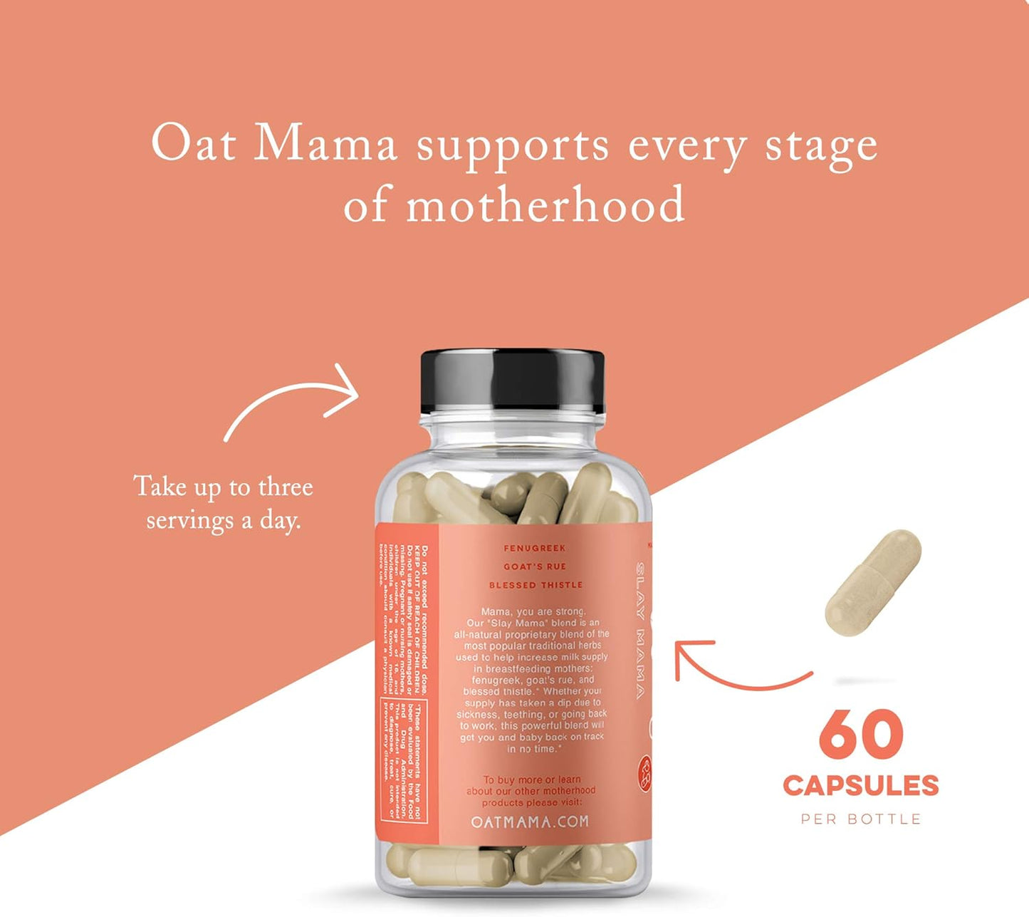 Lactation Supplement with Fenugreek and Blessed Thistle for Breastfeeding Support by OAT MAMA