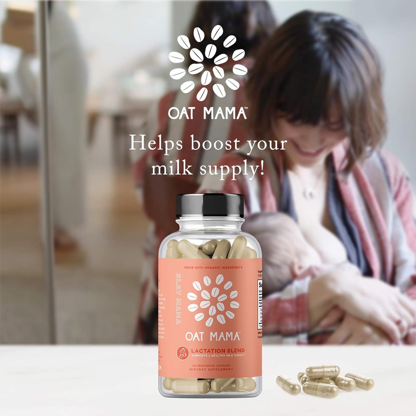 Lactation Supplement with Fenugreek and Blessed Thistle for Breastfeeding Support by OAT MAMA