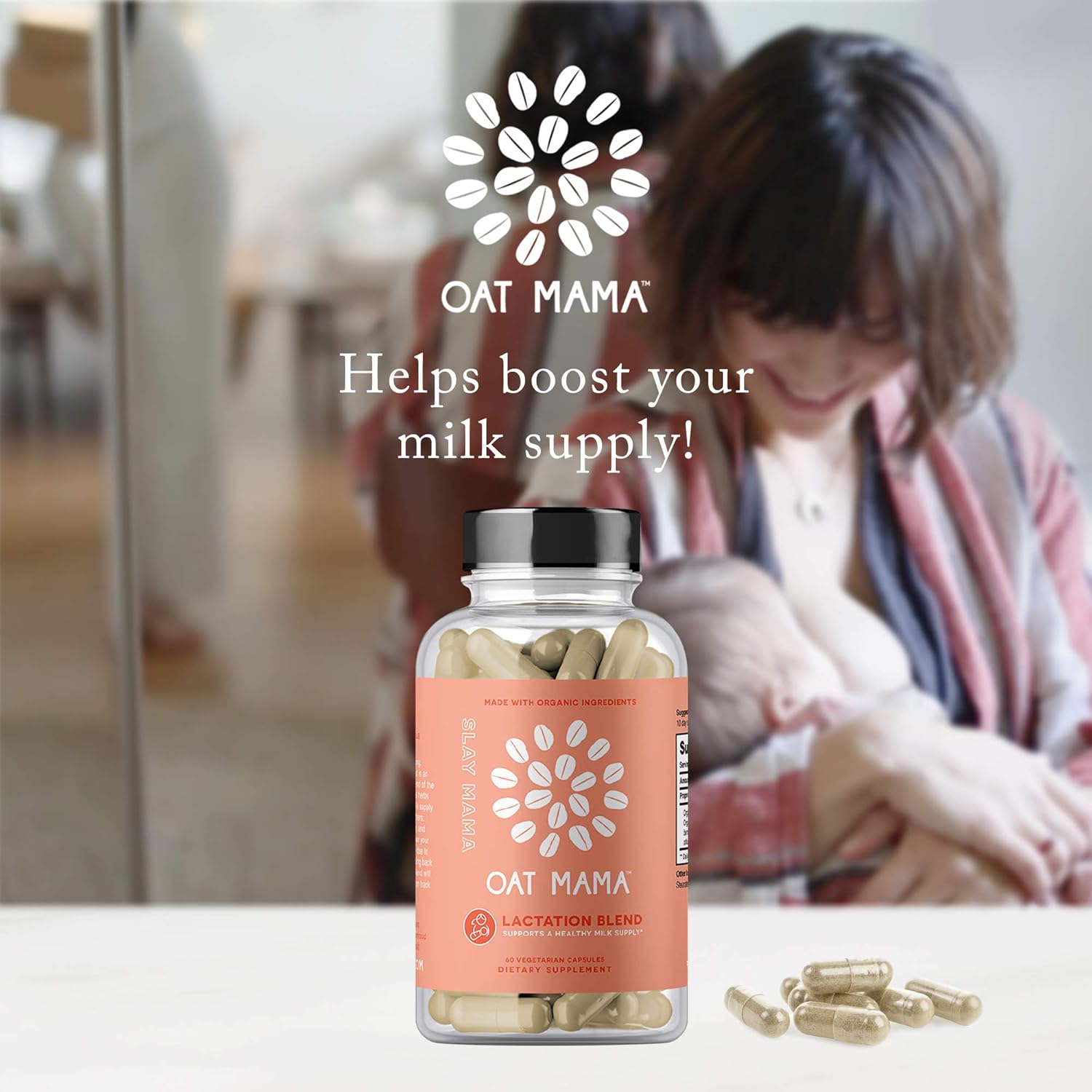 Lactation Supplement with Fenugreek and Blessed Thistle for Breastfeeding Support by OAT MAMA