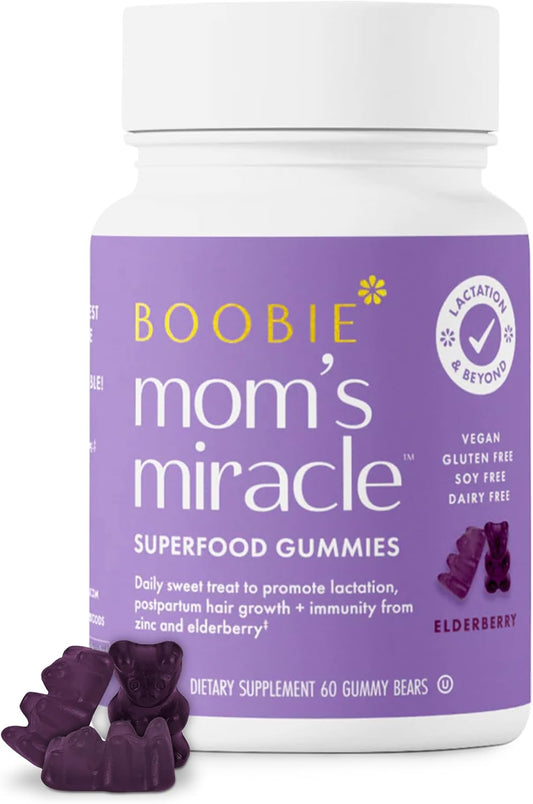 Lactation Support Gummies with Zinc & Elderberry for Increased Milk Supply - Breastfeeding Supplements for Immune Health & Hair Growth, 60 Count