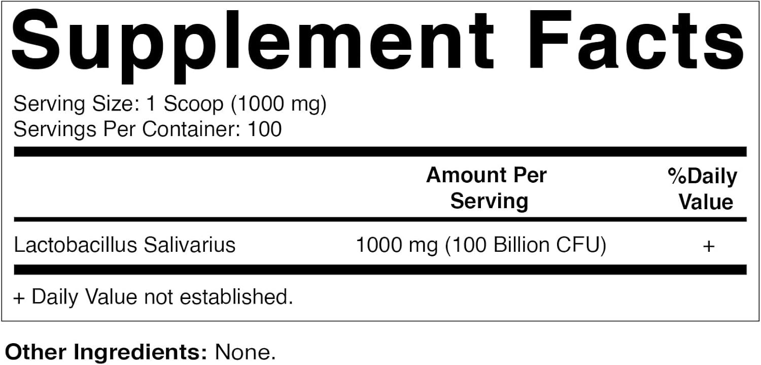 Lactobacillus Salivarius Probiotic Powder for Digestive Support - 100 Servings - 100g (3.5oz)