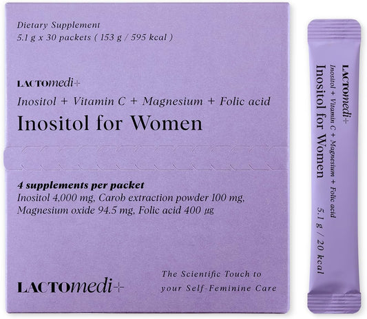 LACTOMEDI Inositol for Women | Hormone Balance & Fertility Support | Boost Progesterone | 4000mg Myo-Inositol 100mg D-Chiro-Inositol | 30 Day Supply