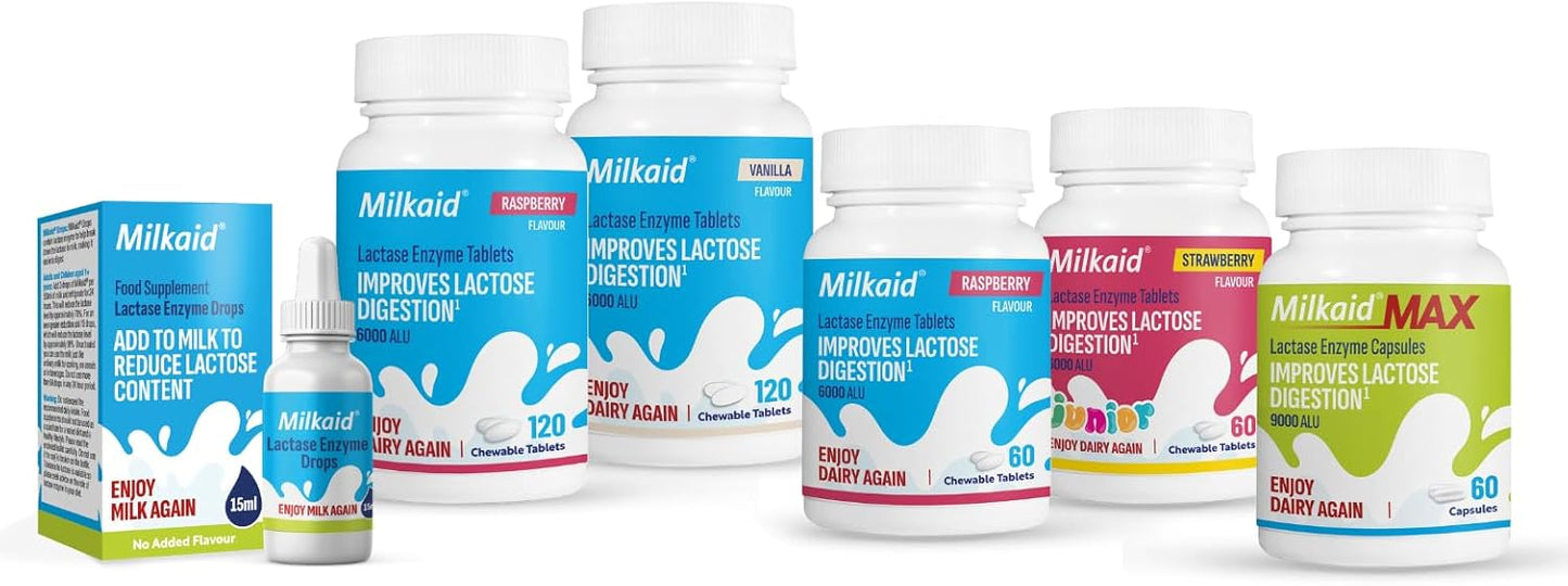 Lactose Intolerance Relief Capsules with Lactase Enzyme - Prevent Gas, Bloating & Diarrhea - 9000 ALU - 60 Capsules