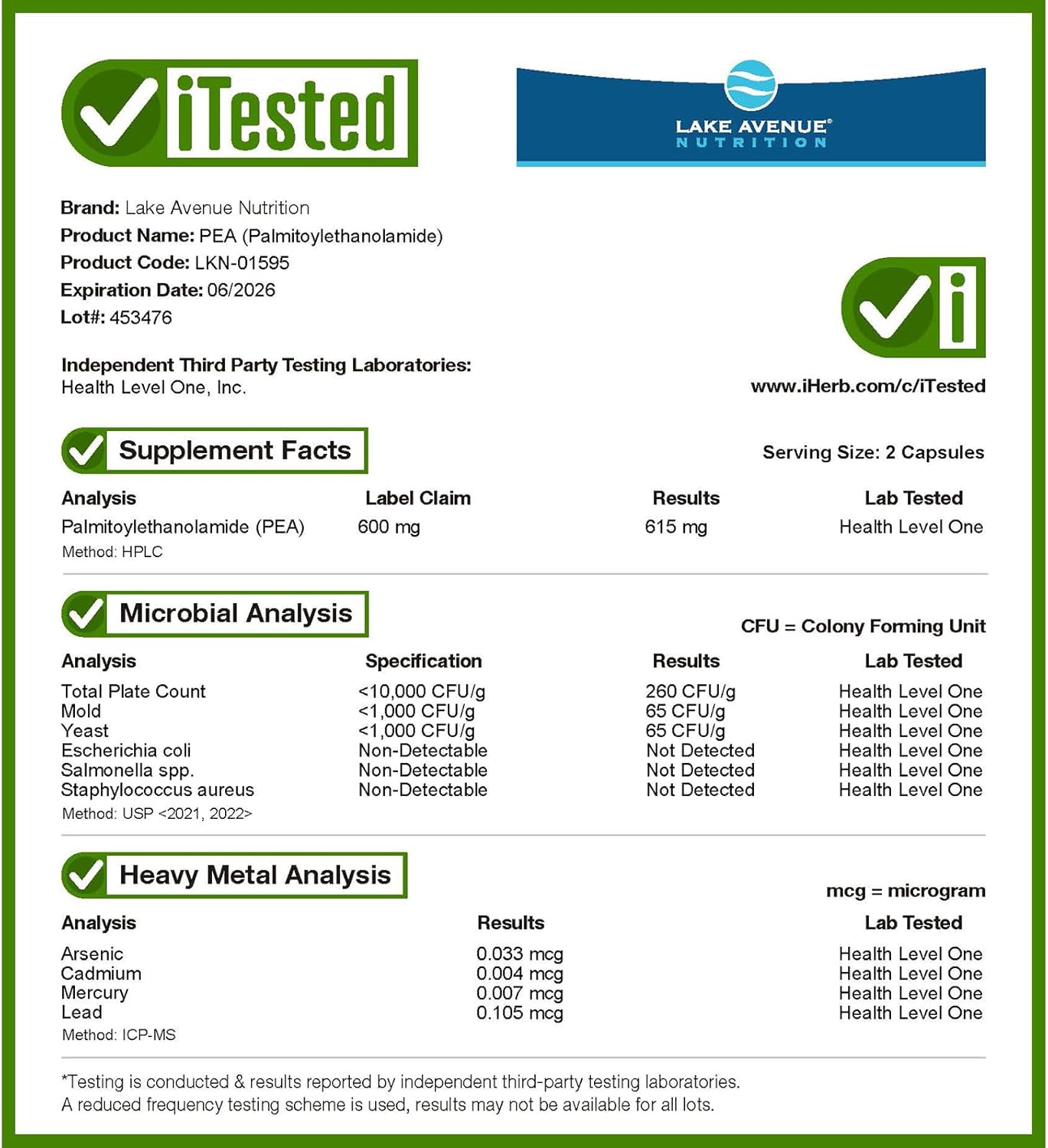 Lake Avenue Palmitoylethanolamide Capsules - 300mg Micronized Pea for Pain Relief - 90 Veggie Caps, Gluten & Soy Free